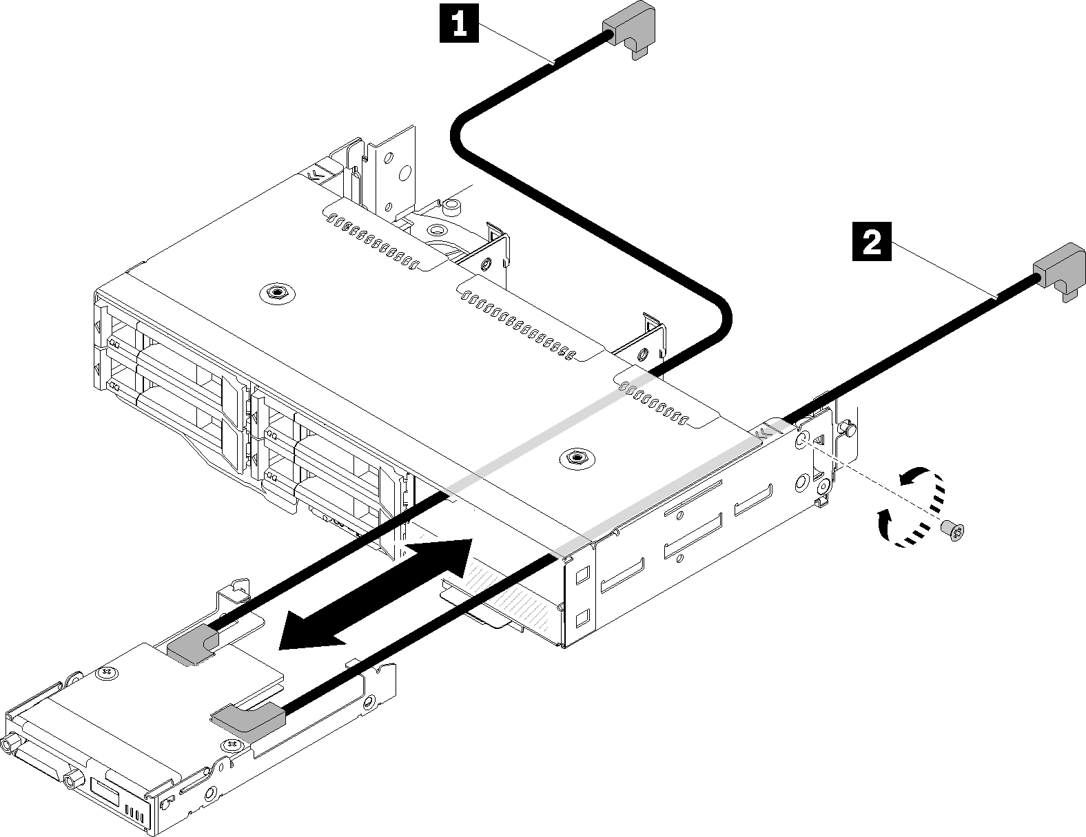 Right KVM breakout module removal