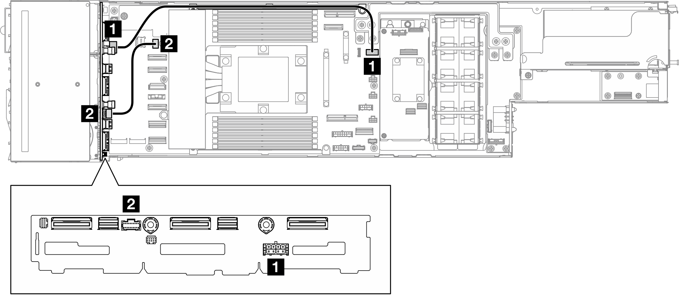 Drive backplane sideband and power cable routing