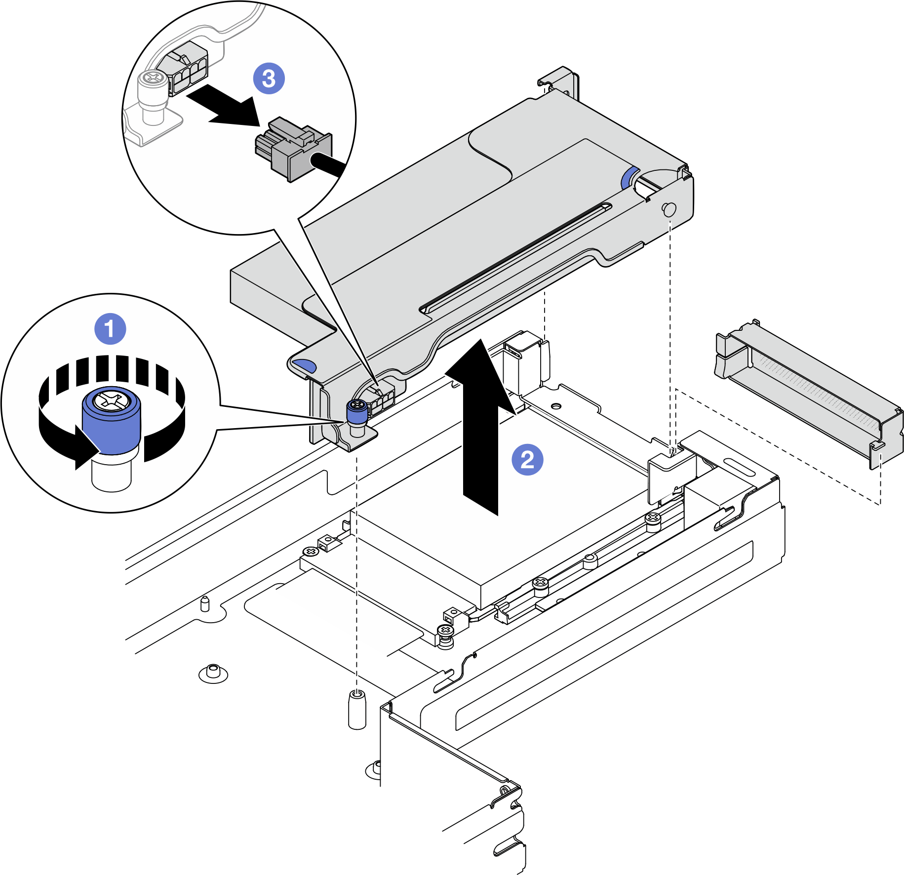 PCIe riser assembly removal