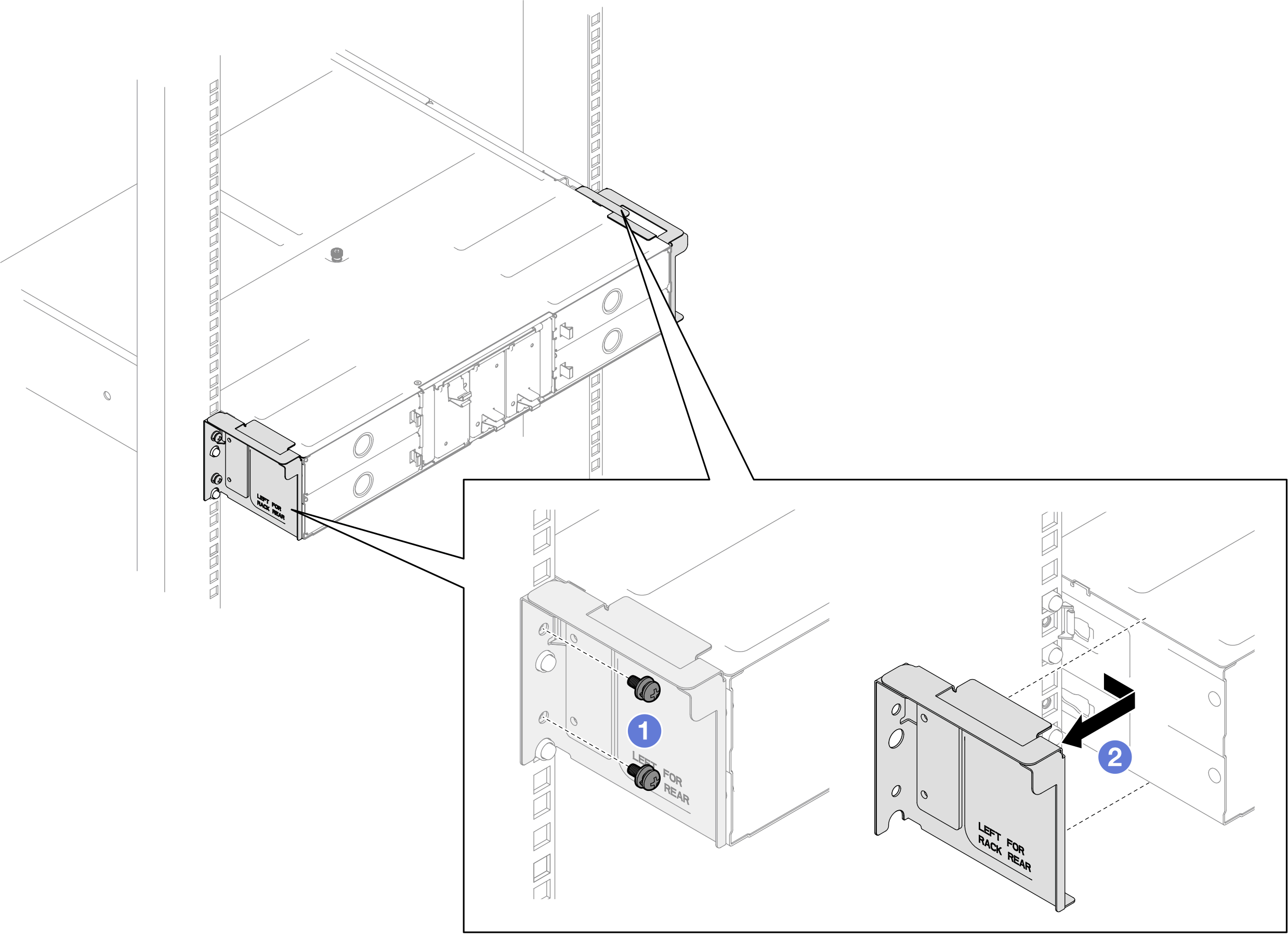 Removal of shipping brackets for 29.5-inch deep racks