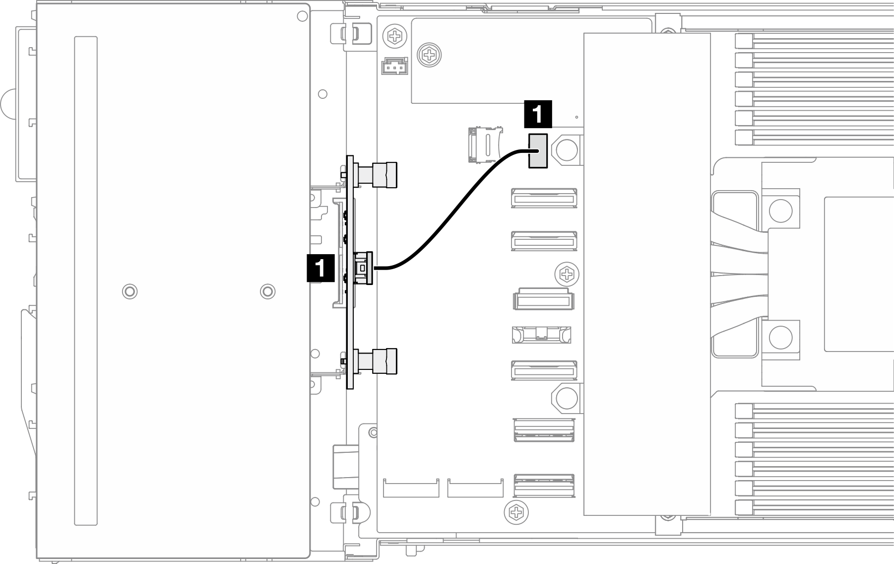 Front I/O board cable routing