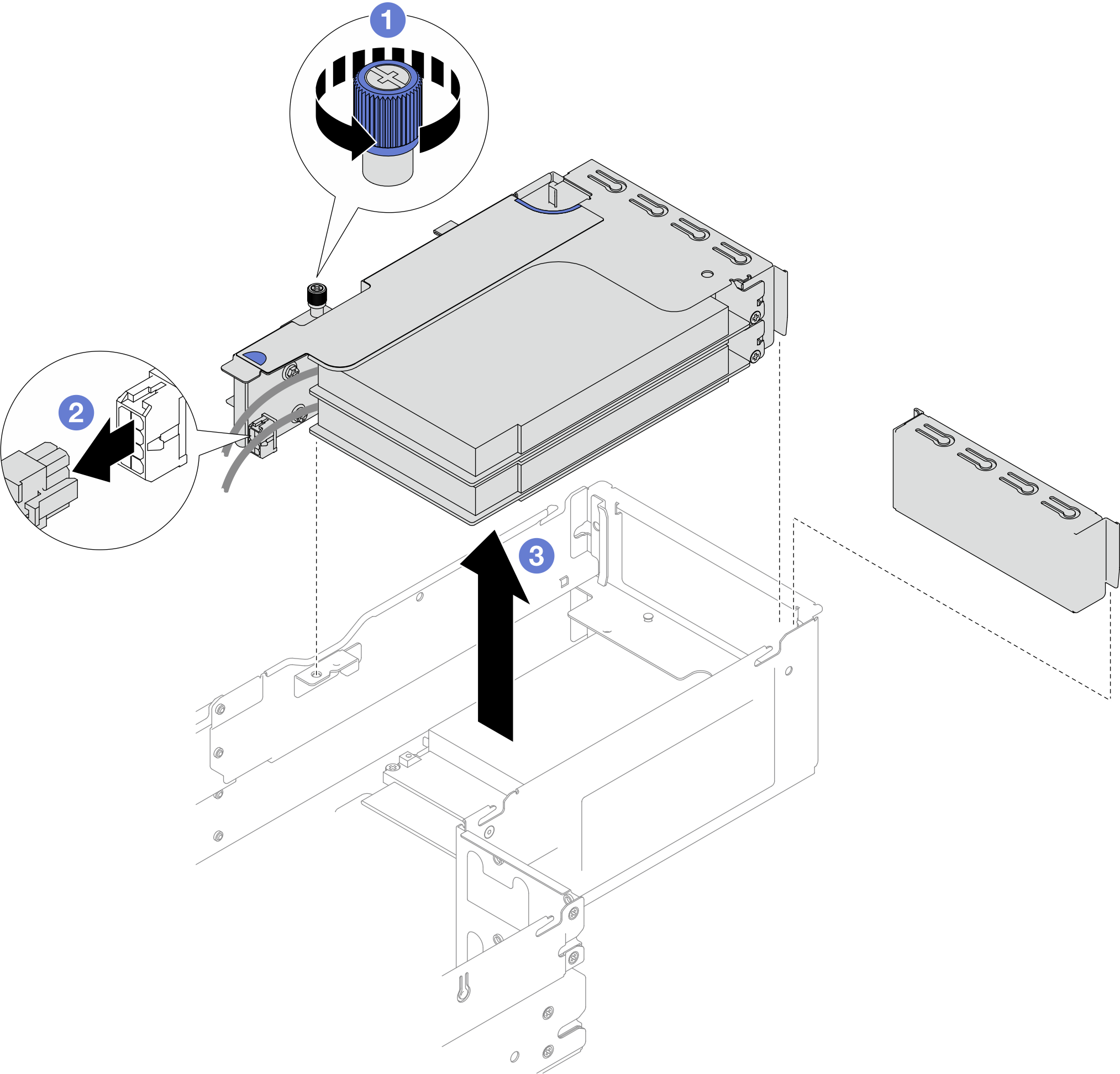 PCIe riser assembly removal