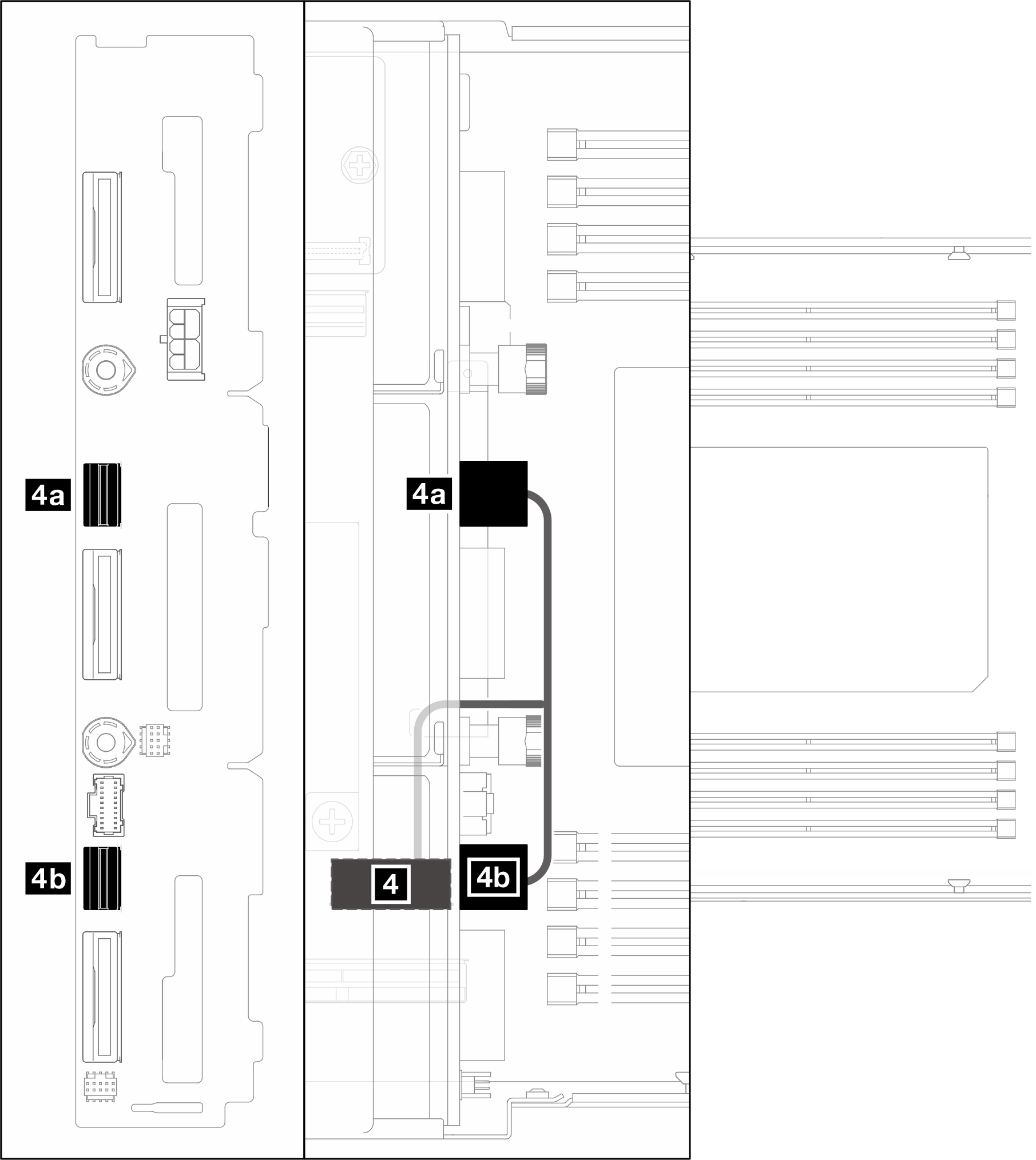 Disposición de los cables de unidad de 2,5 pulgadas – SATA cables