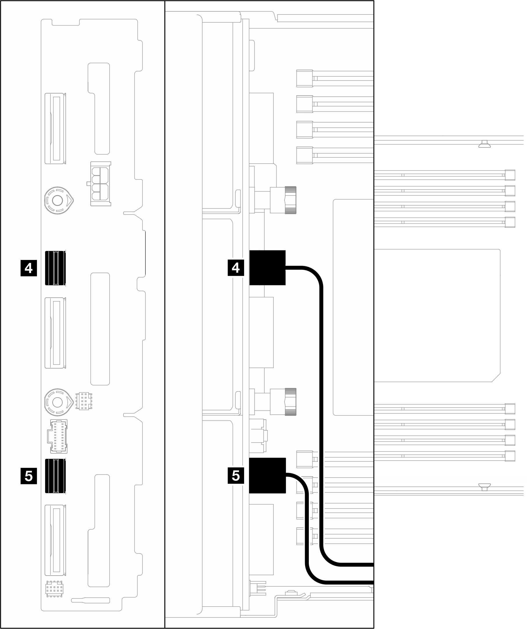 SATA cables on drive backplane