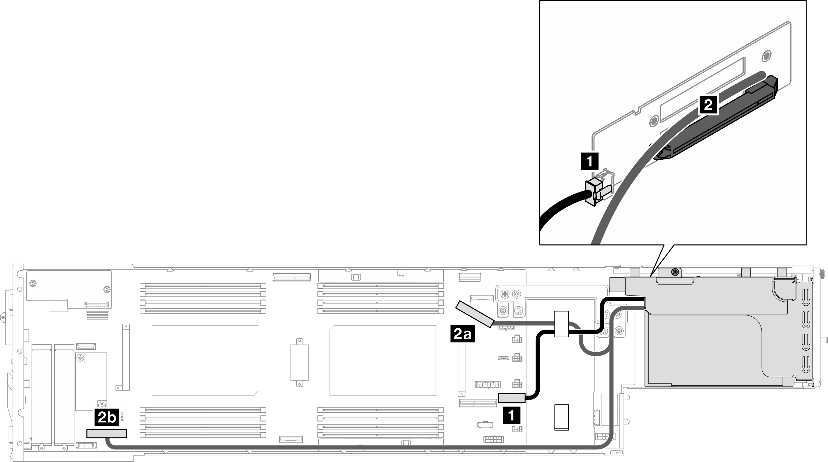 Disposición de cables de la expansión PCIe – un procesador