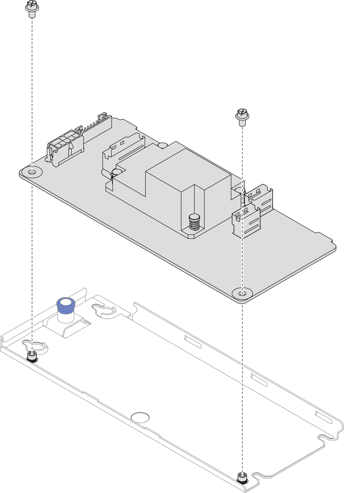 Separation of internal CFF RAID adapter from tray