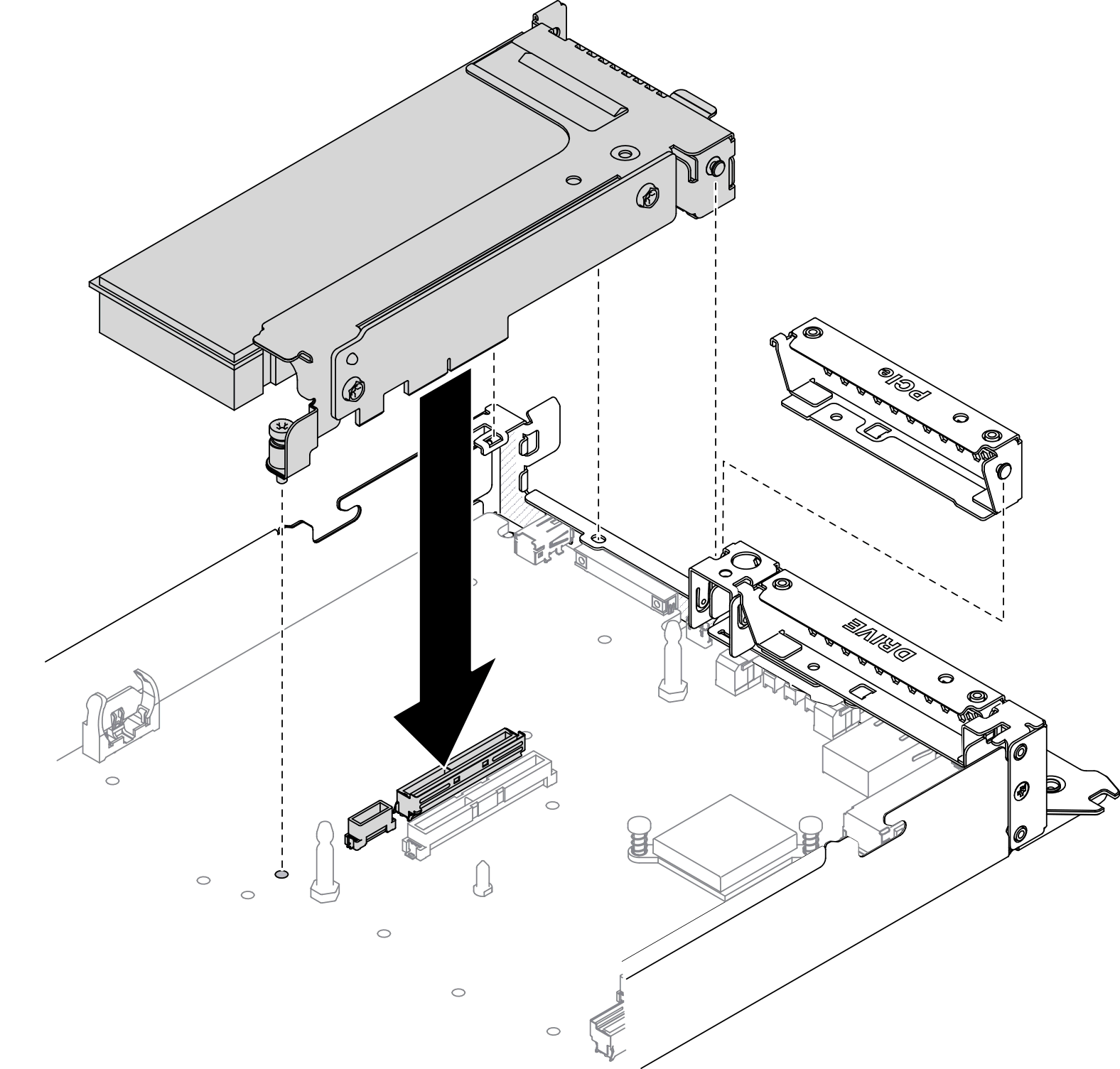 PCIe riser assembly installation