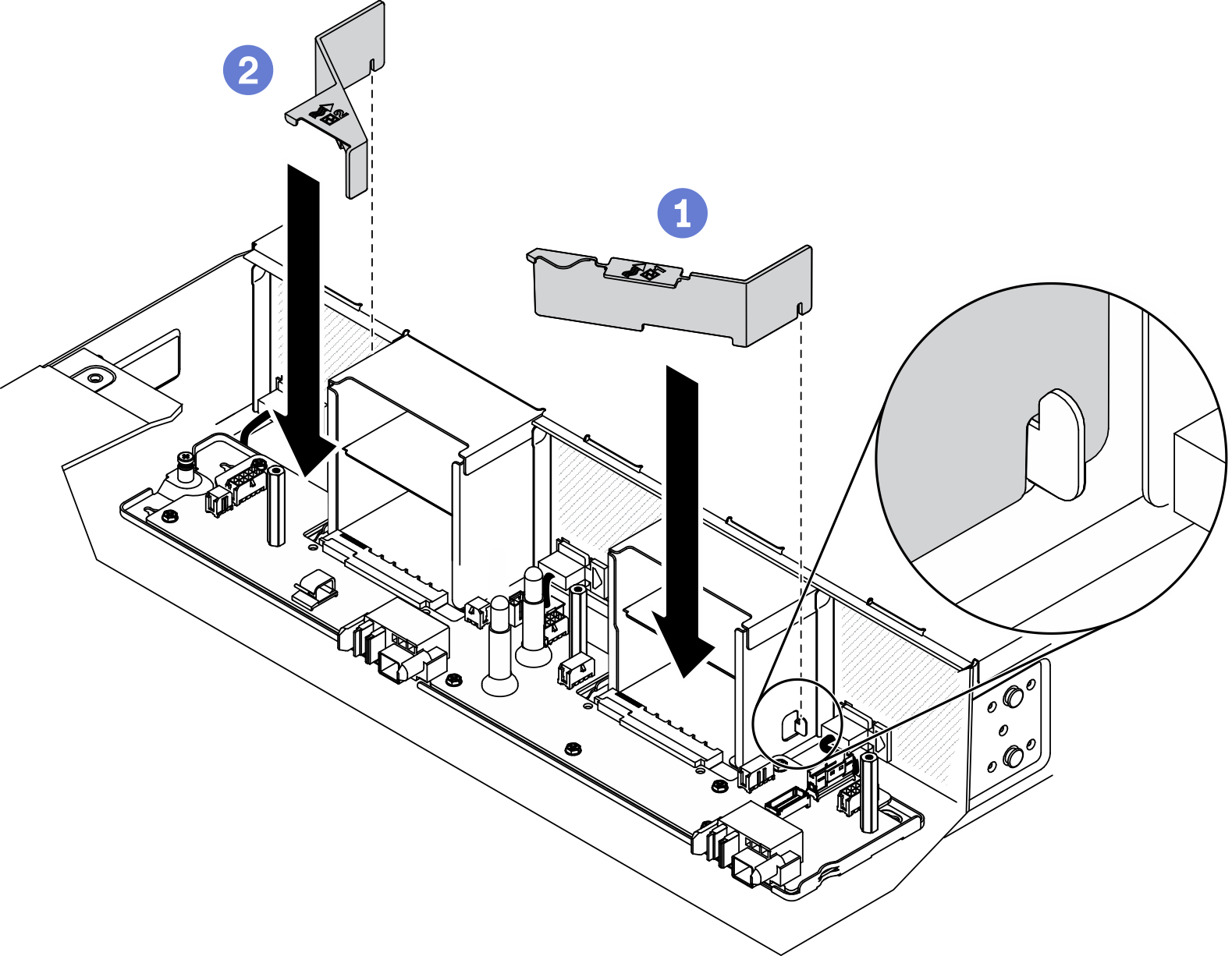 Enclosure air baffles installation