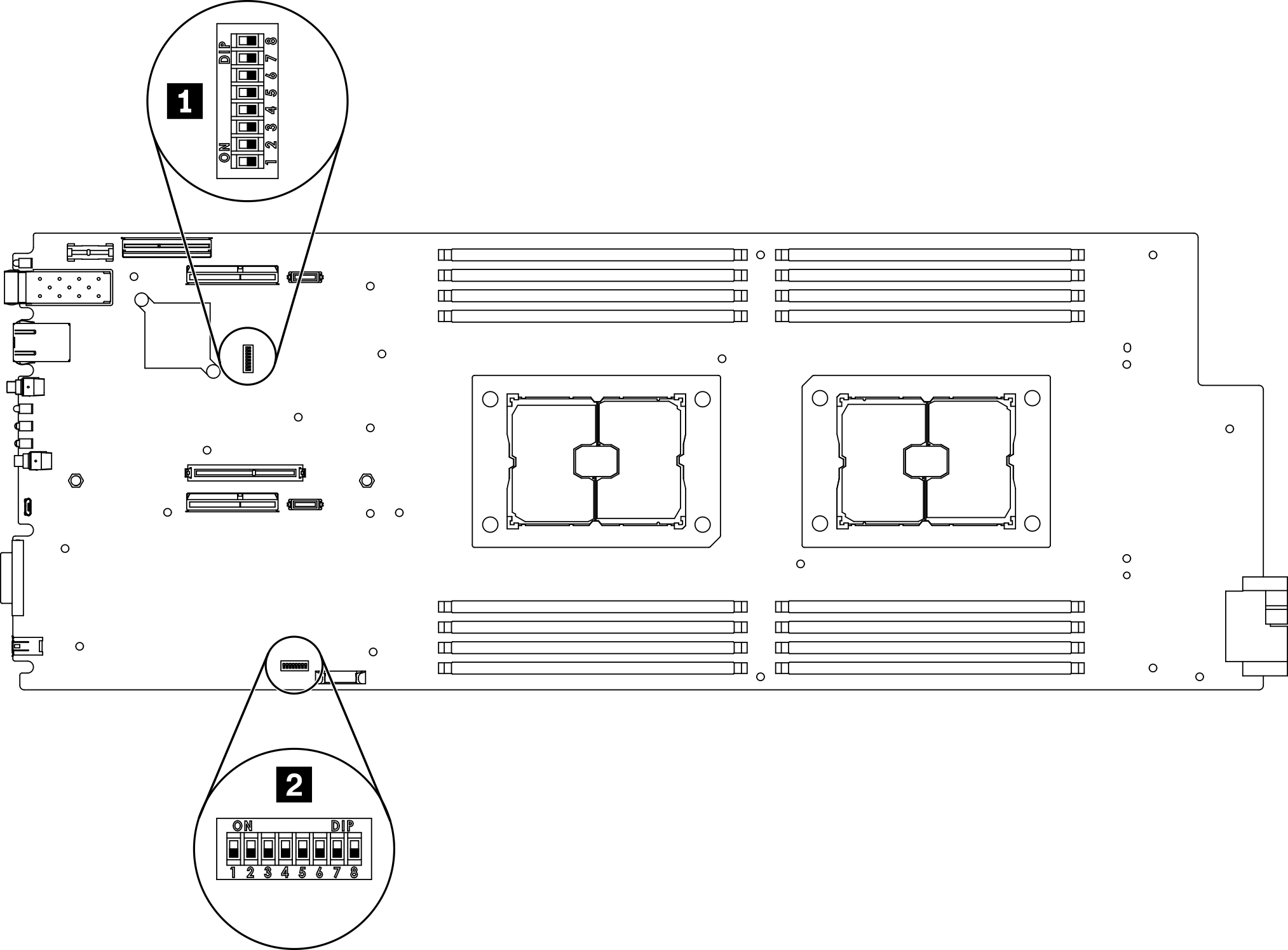 Location of the switches on the system board