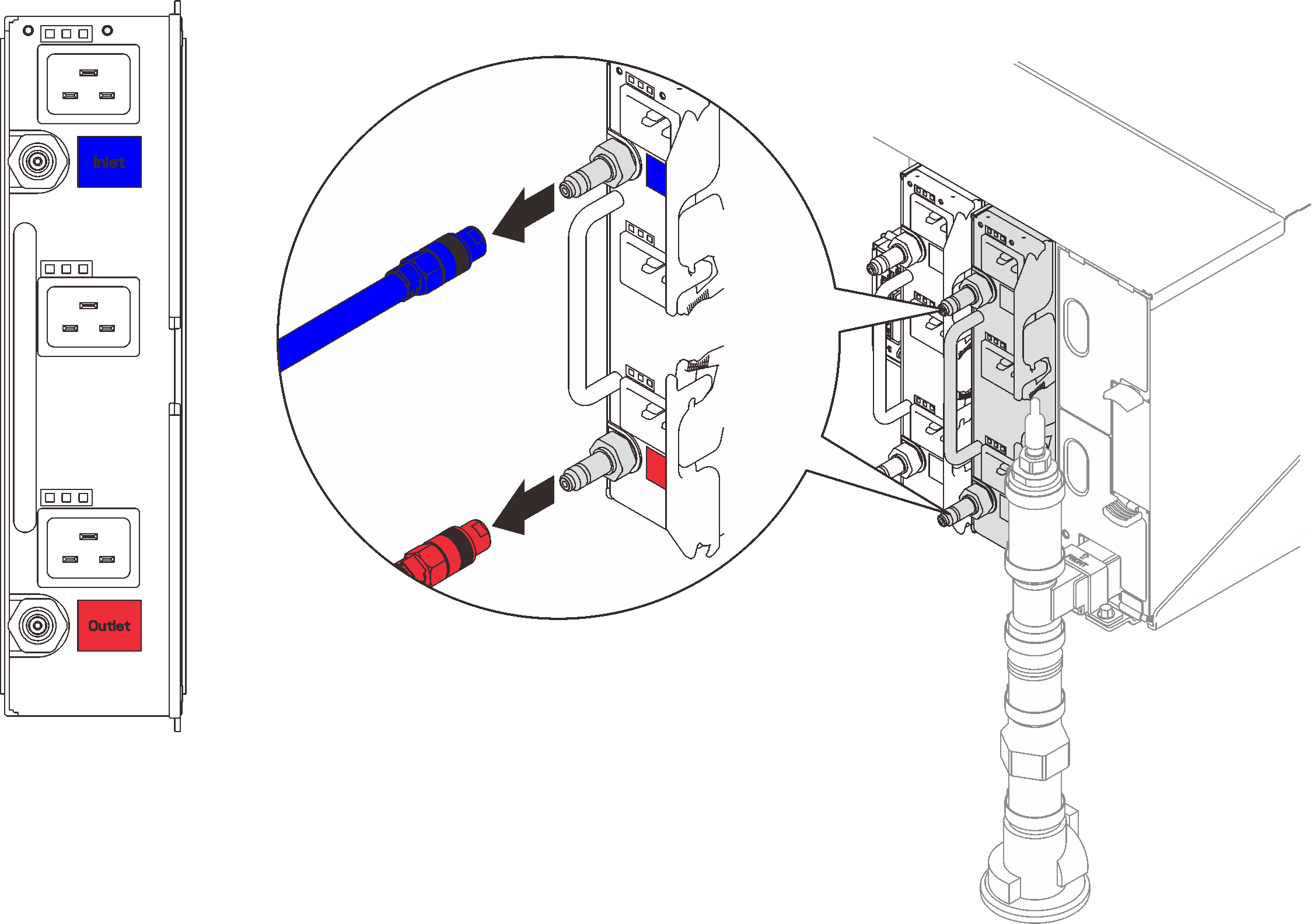 DWC PSU hose assembly removal