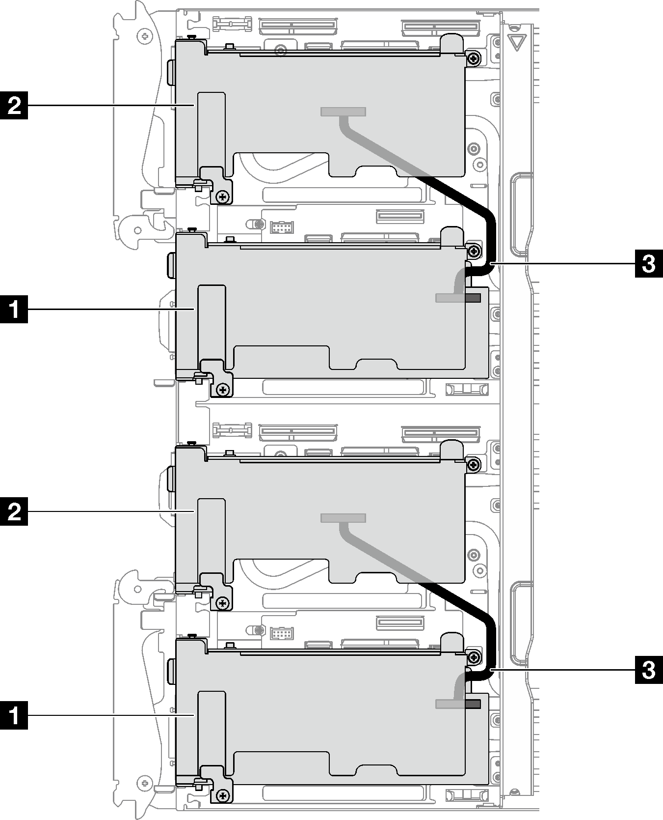 PCIe adapter with an Aux Kit—Socket Direct configuration