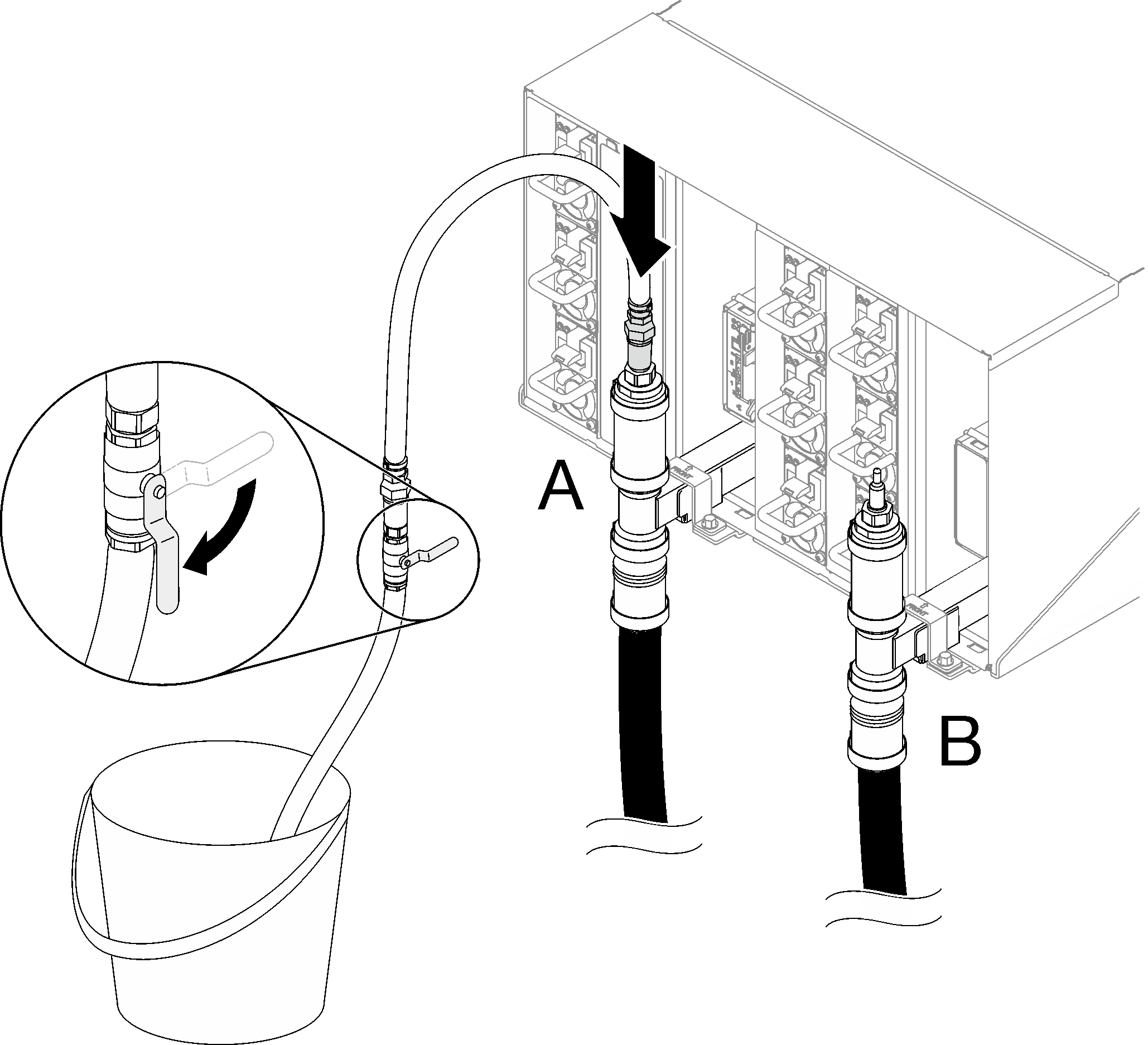 Hose assembly at Location A