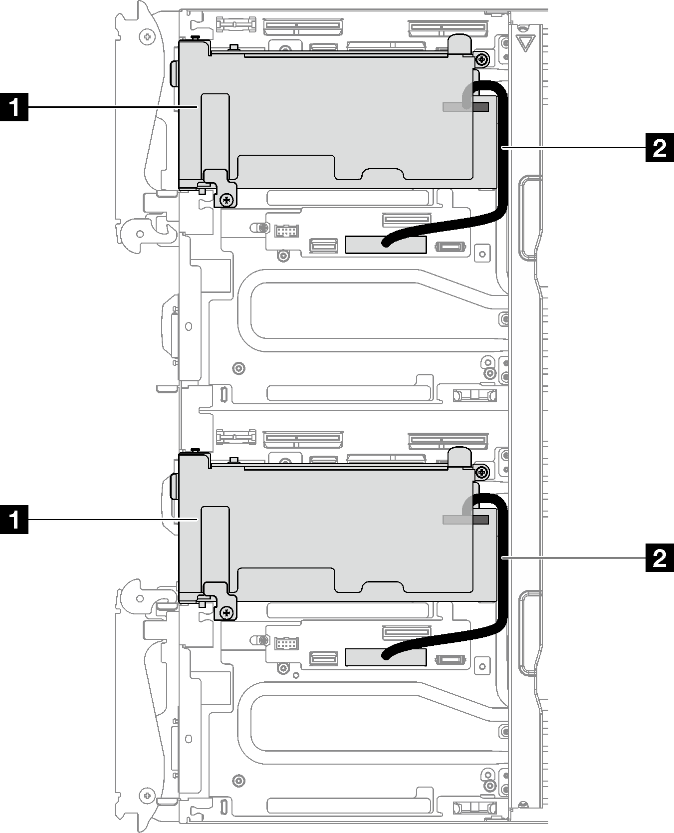 PCIe adapter with an Aux Cable—Socket Direct configuration