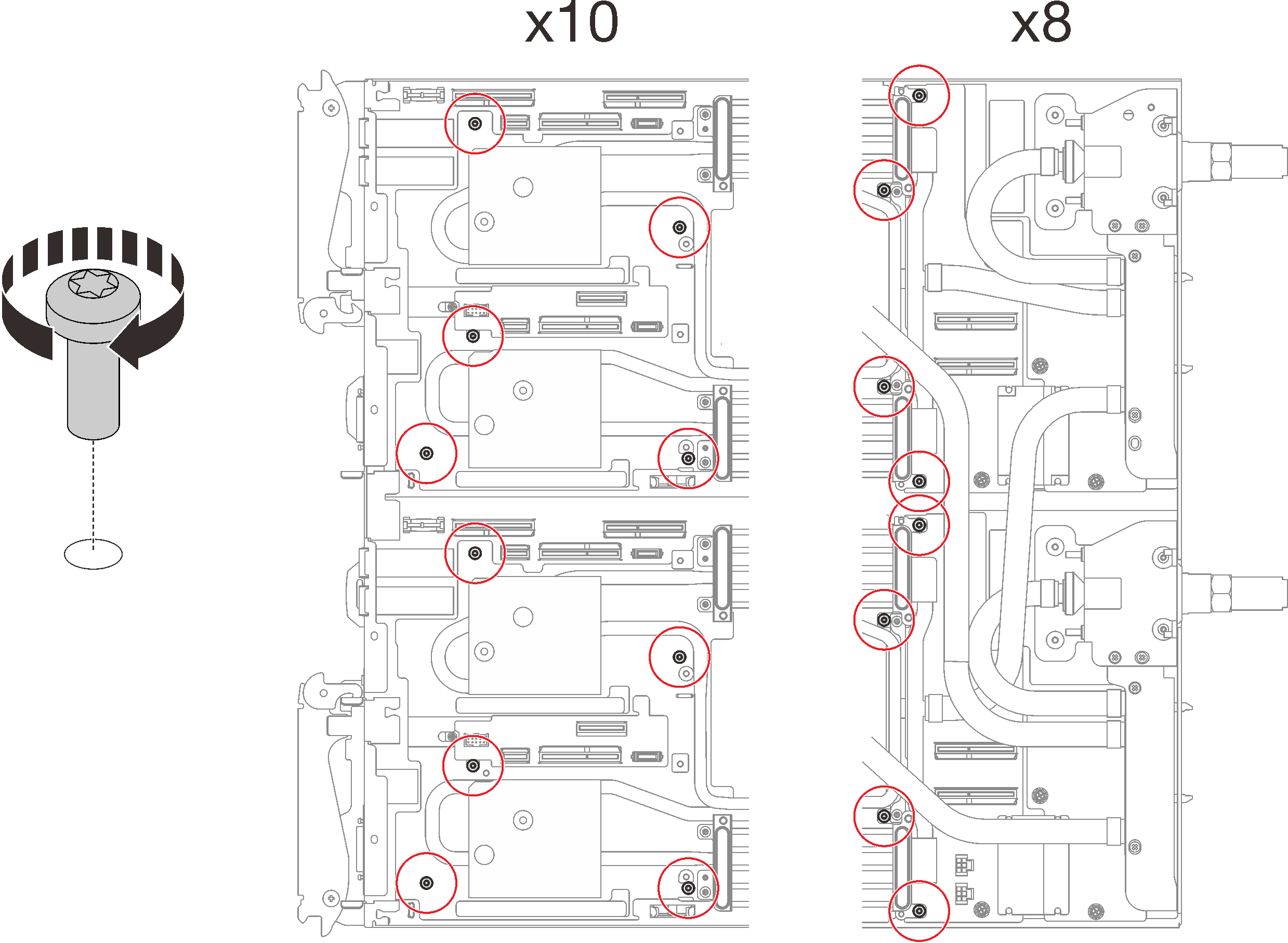 Water loop screws installation