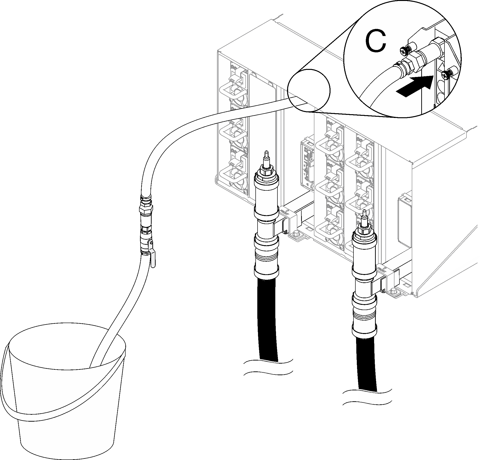 Hose assembly at Location C