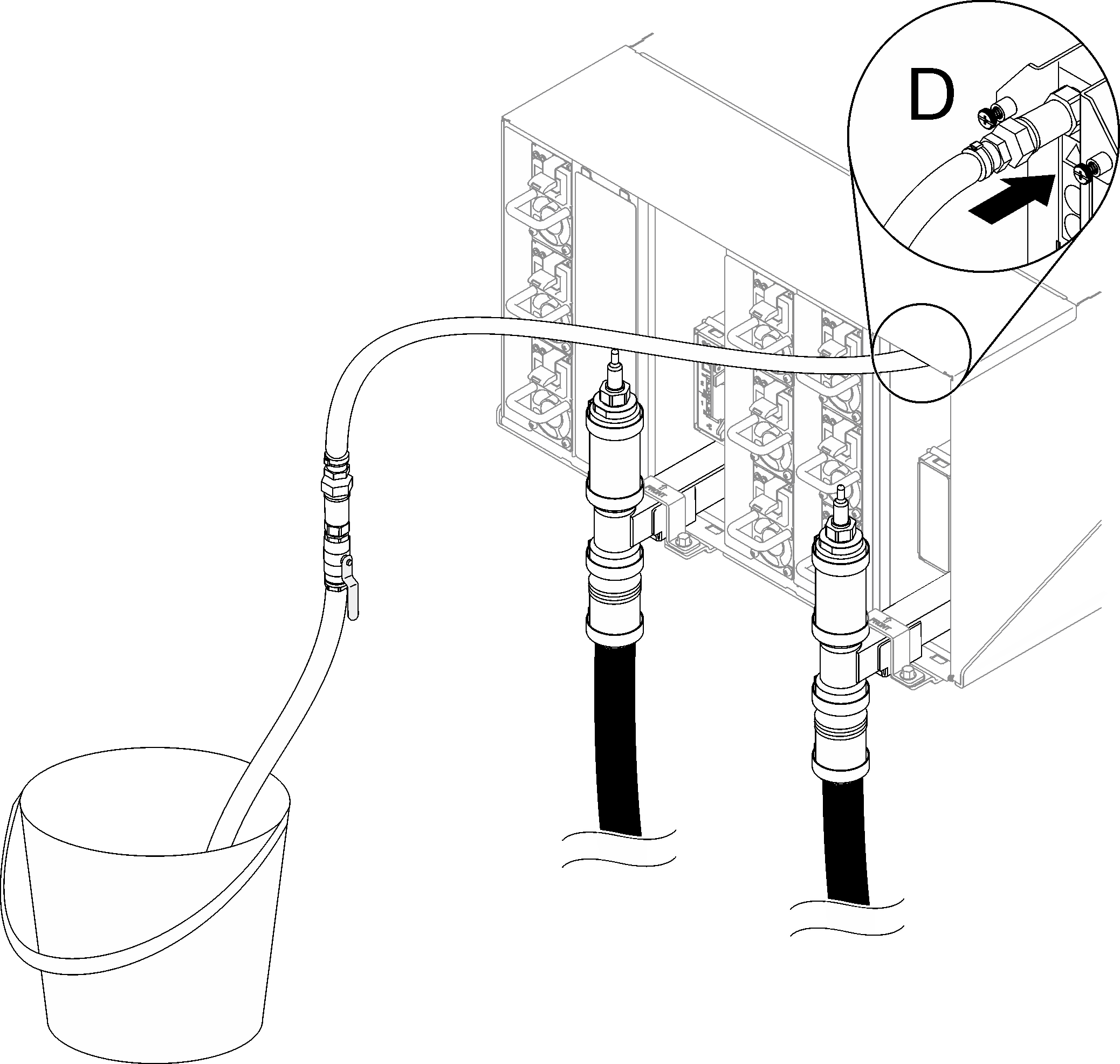 Hose assembly at Location D