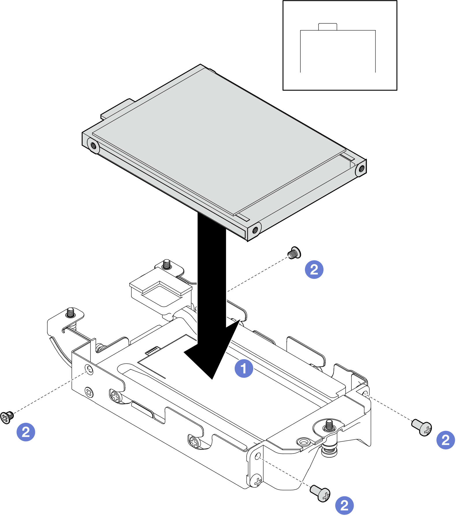 Bottom E3.S drive installation