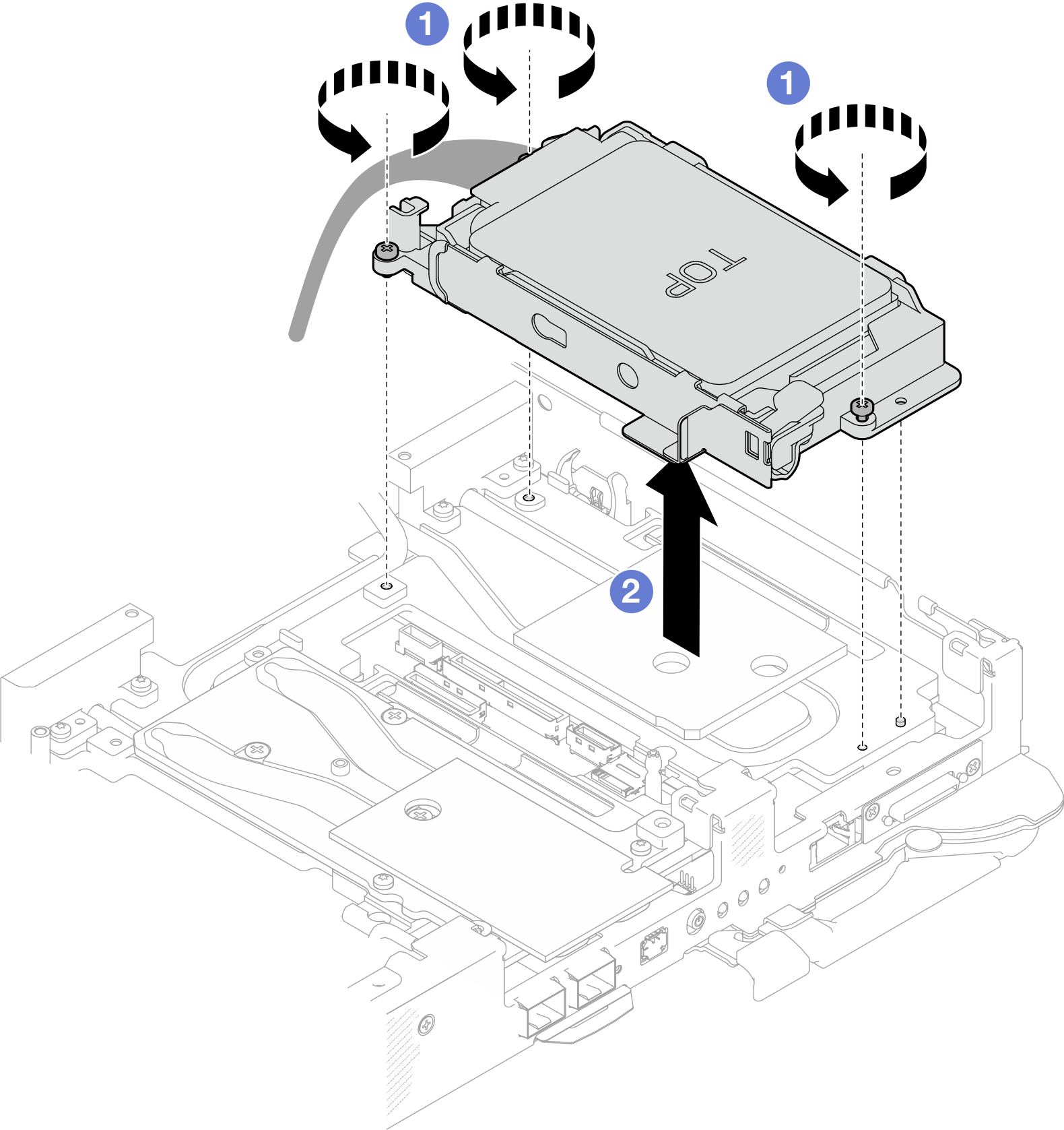 Two 7 mm drive cage assembly removal