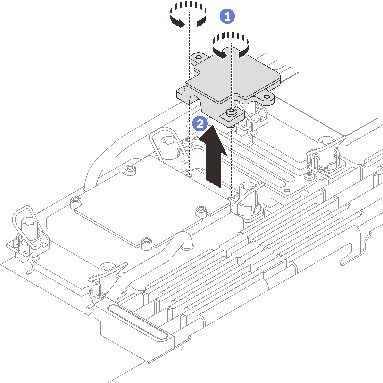 Removing the M.2 backplane cold plate removal