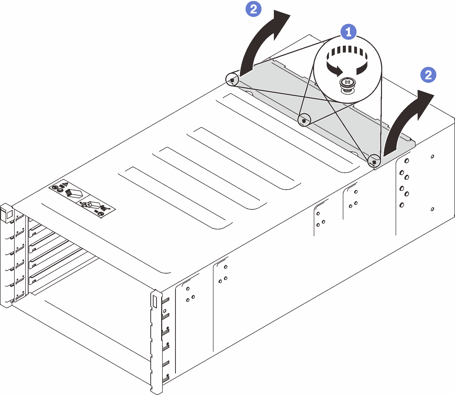 Top cover outward rotation