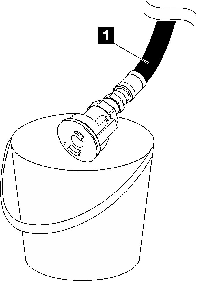 Rack return hose in bucket