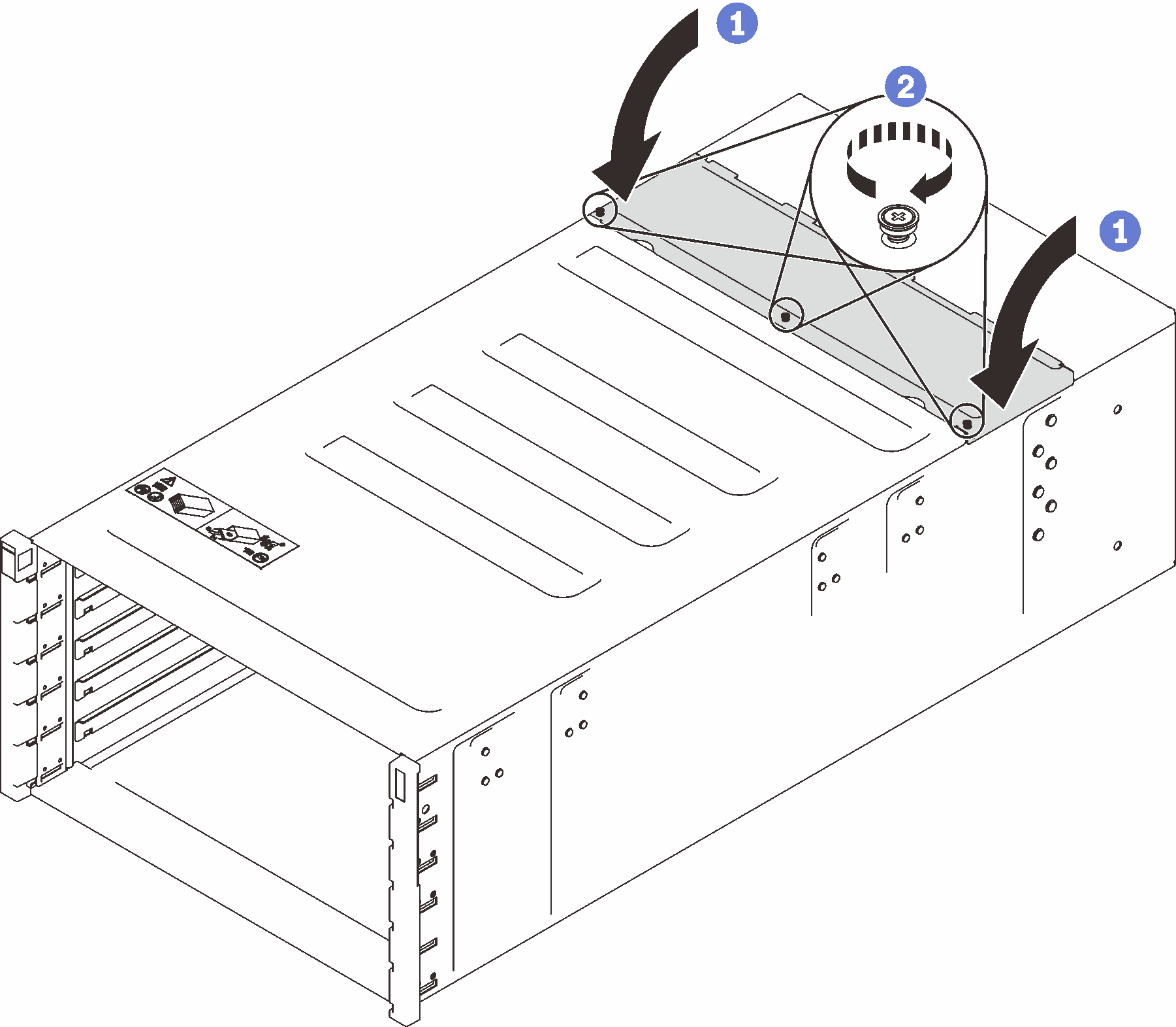 Top cover inward rotation