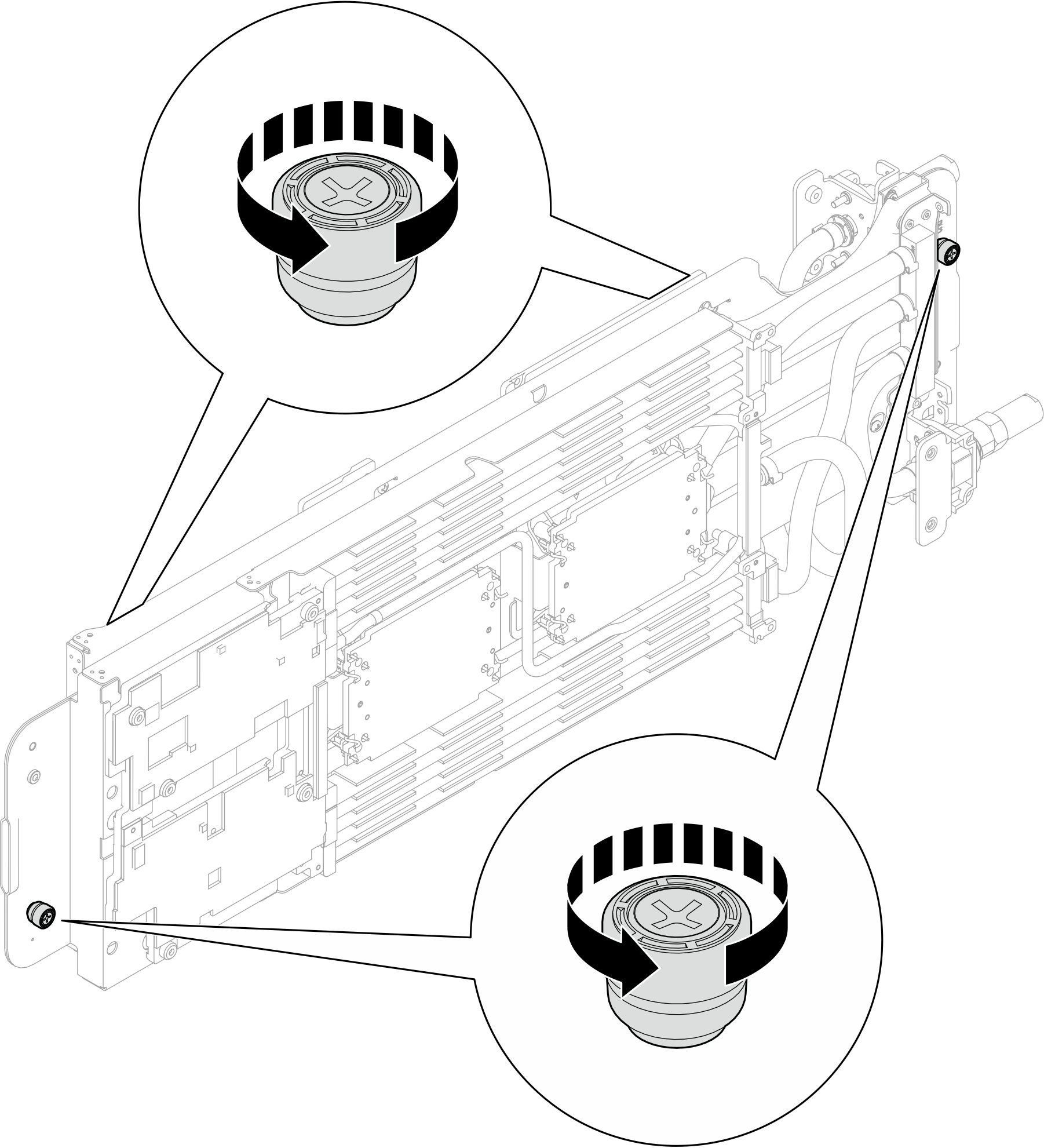 Loosening water loop captive thumbscrews