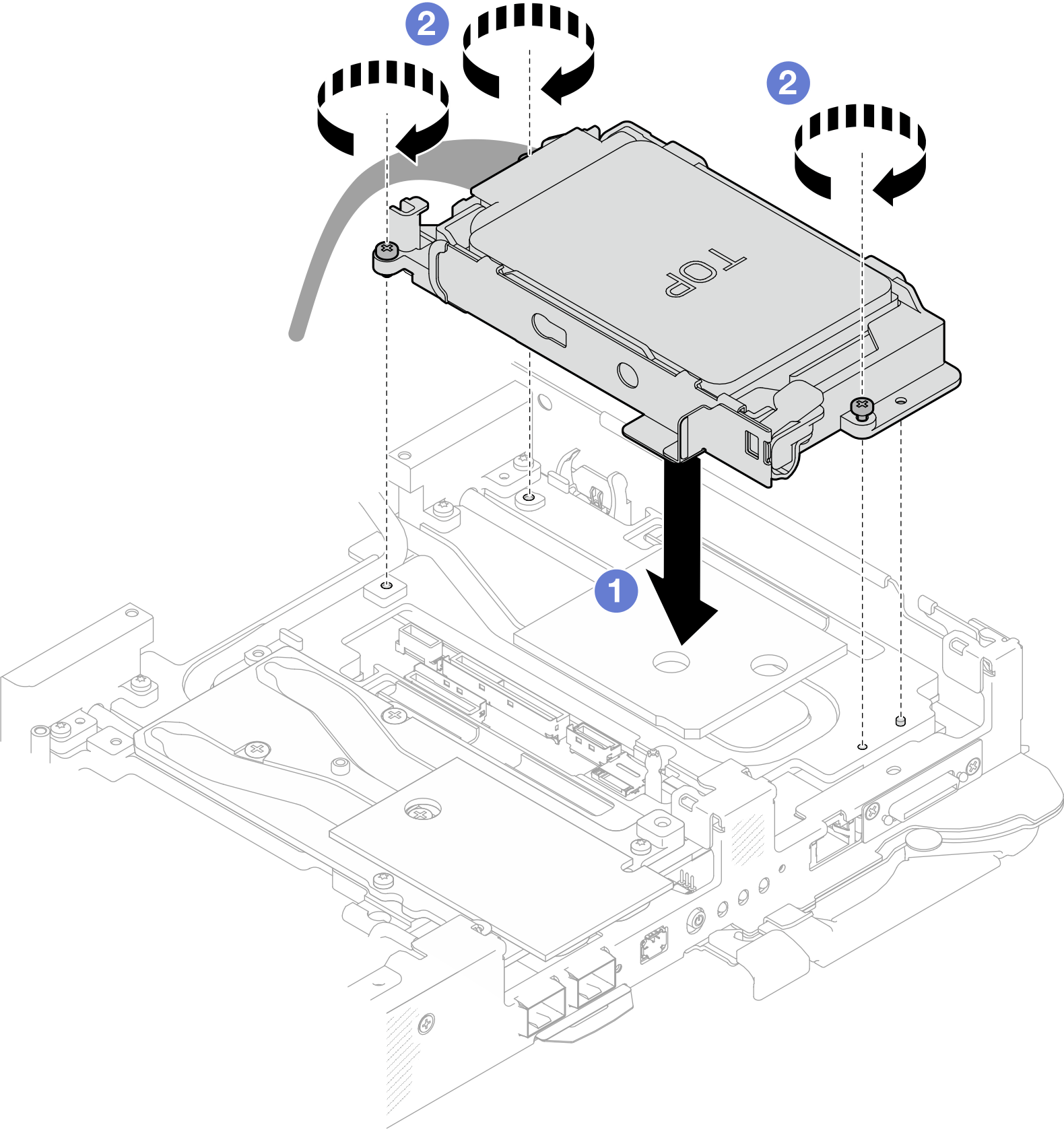 Two 7 mm drive cage assembly installation