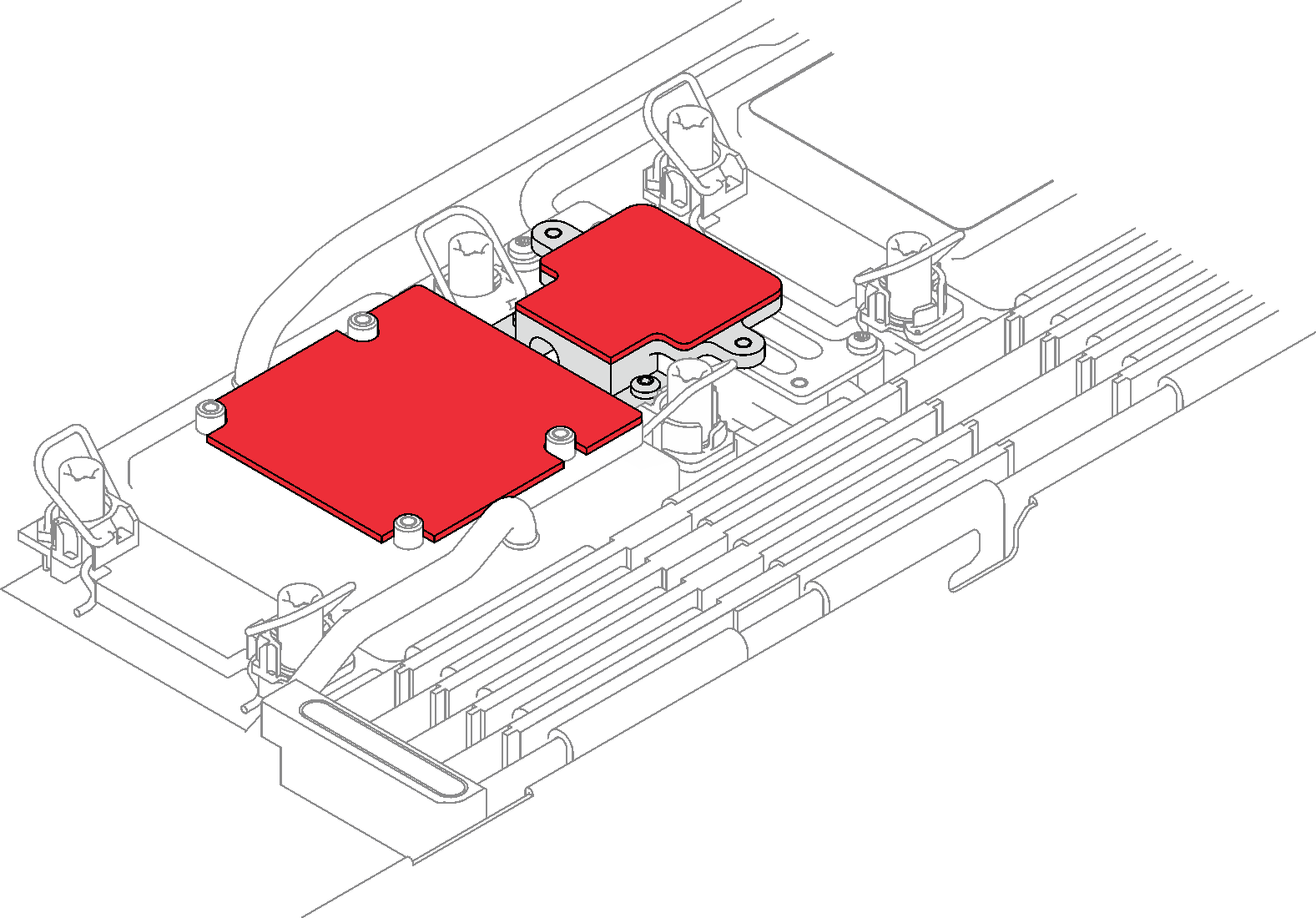 Gap pad on processor cold plate and M.2 backplane cold plate