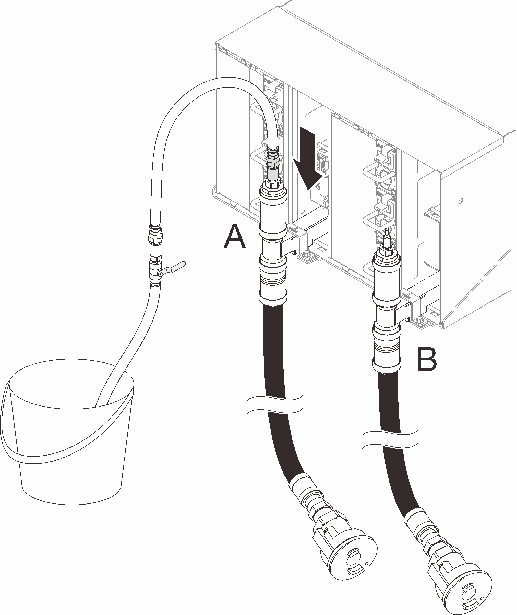 Hose assembly to top quick connect connection