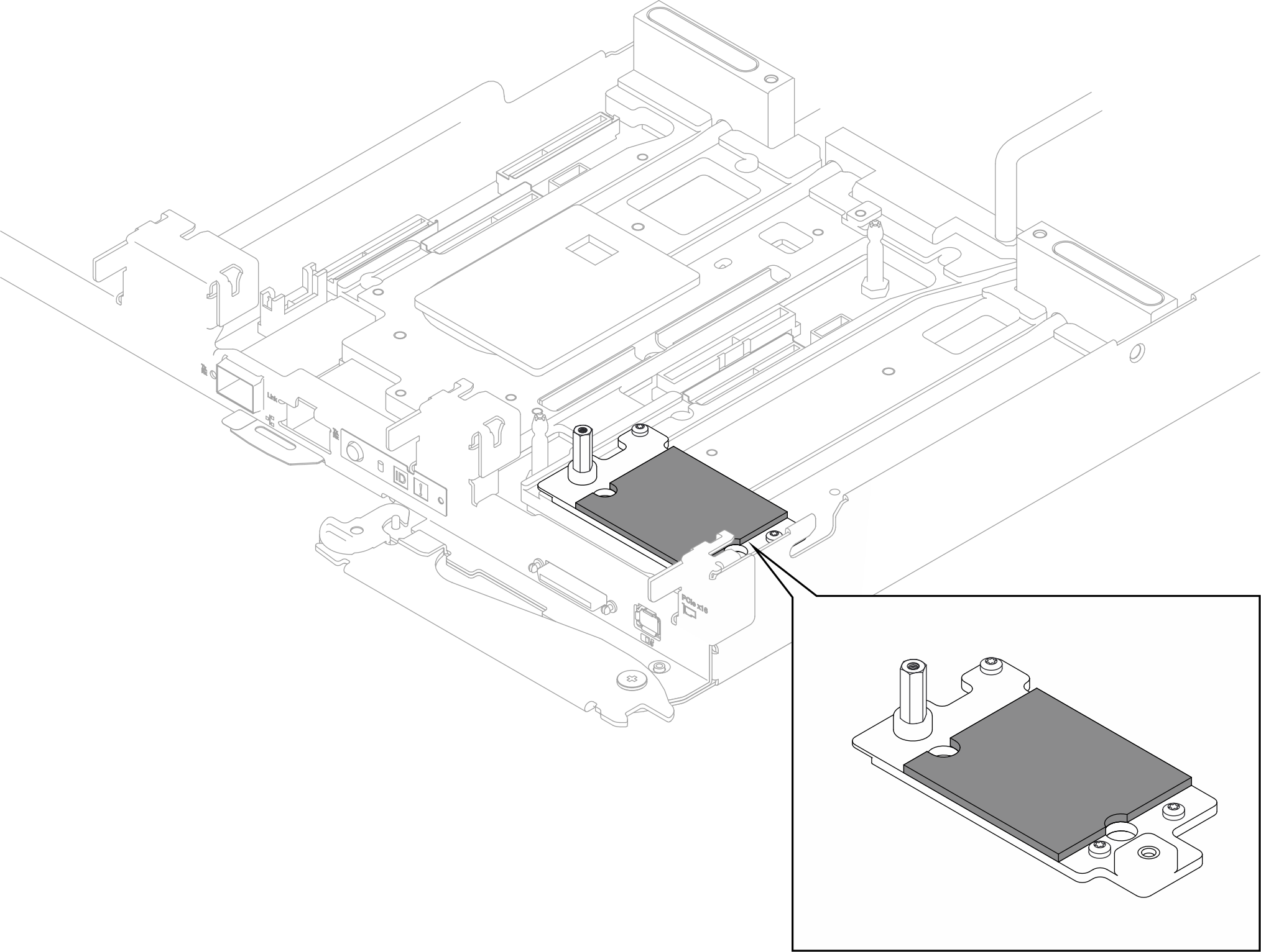 Cold plate putty pad for CX-6 riser