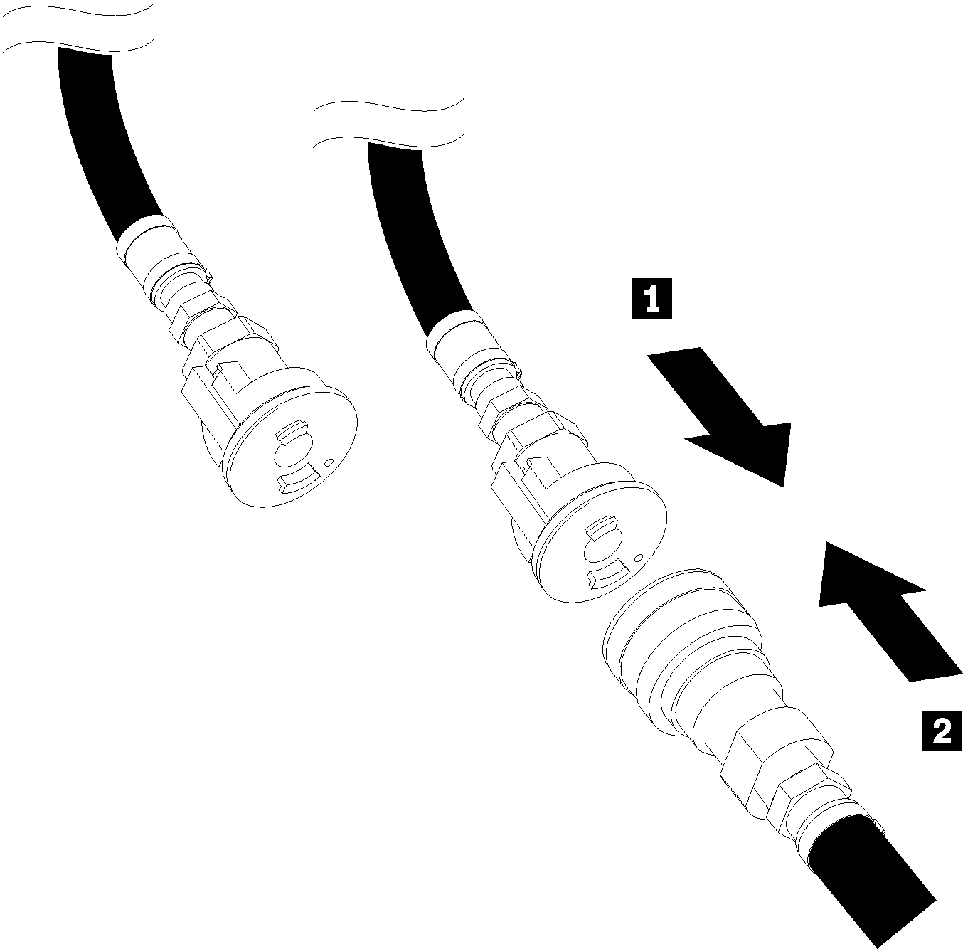 Facility supply hose to the rack supply hose connection