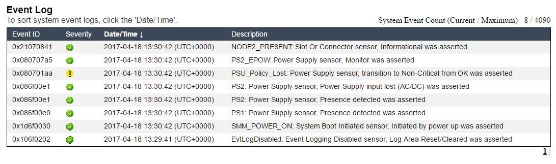 Screen capture of the SMM2 event log.