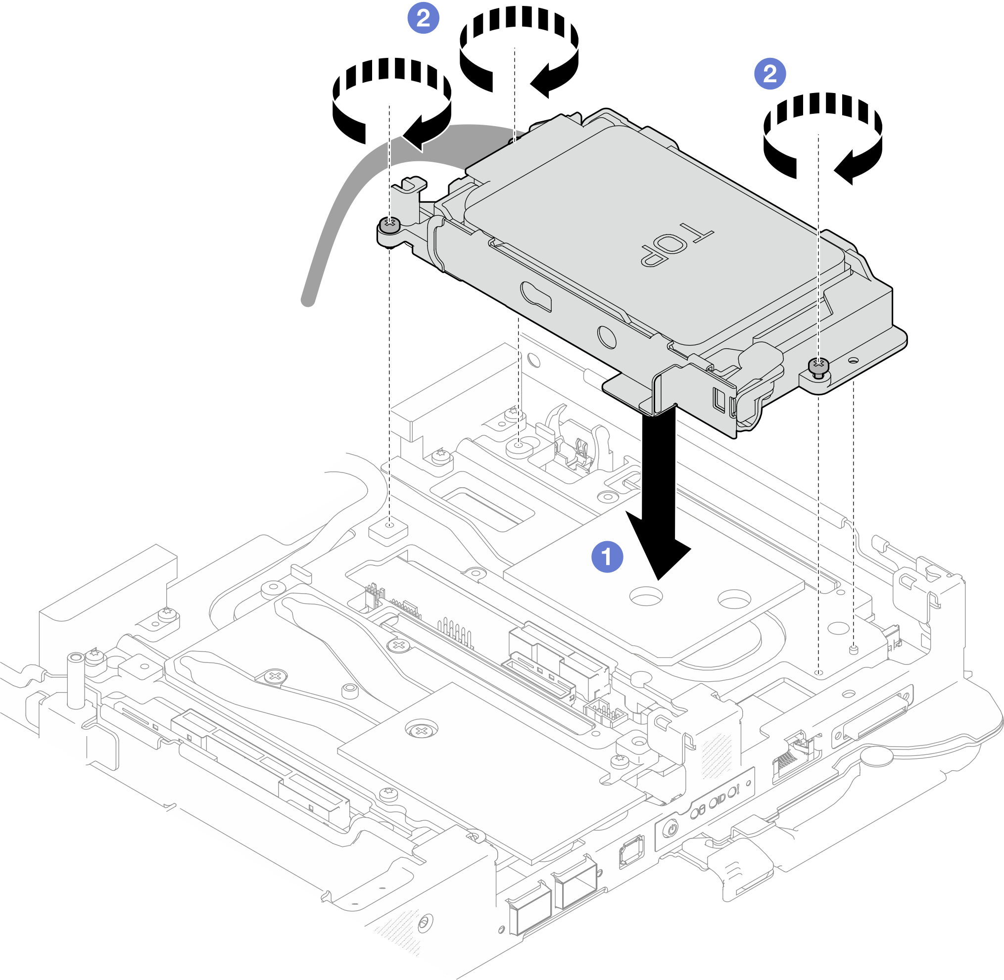 Two 7 mm drive cage assembly installation