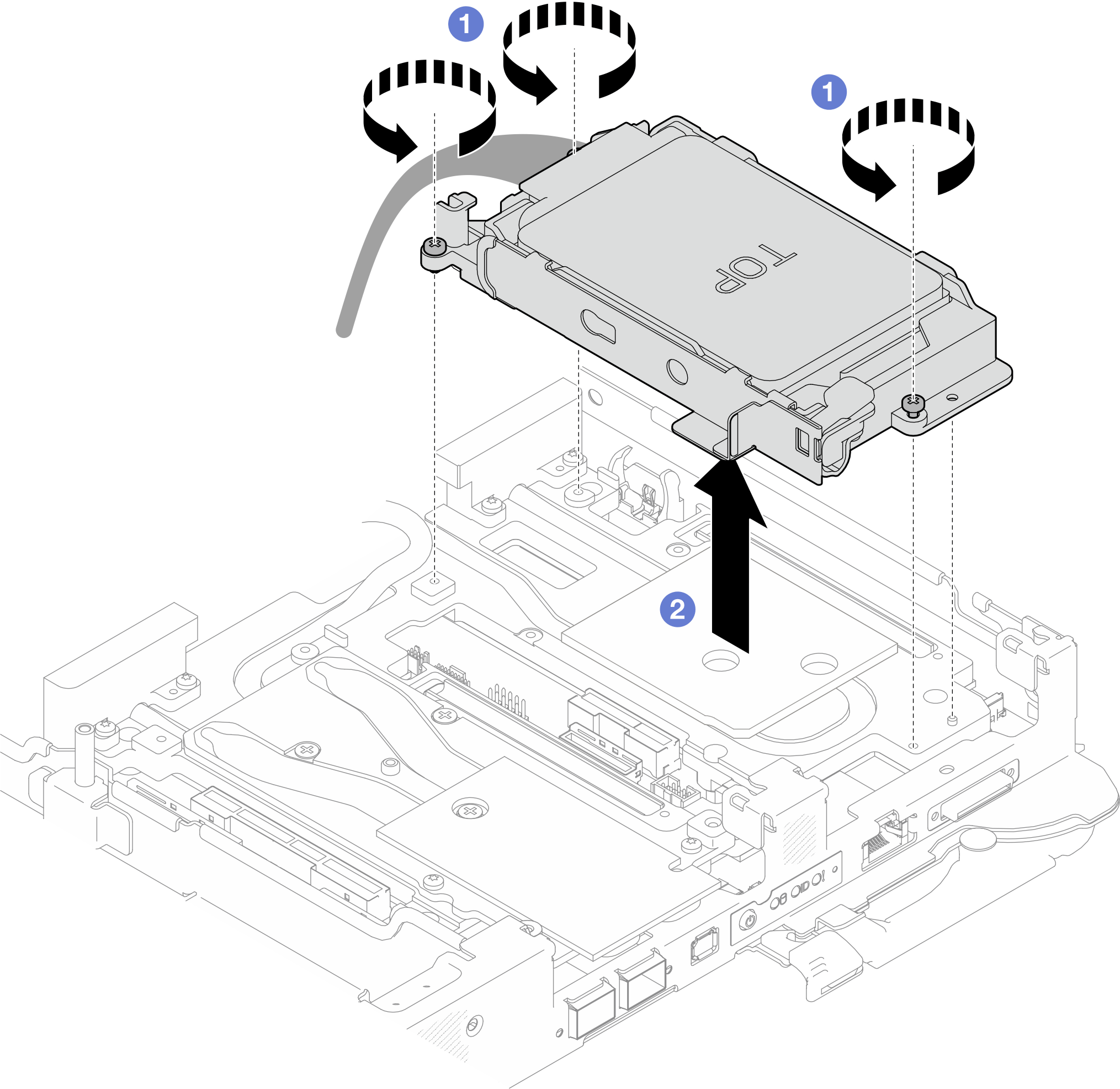 Two 7 mm drive cage assembly removal