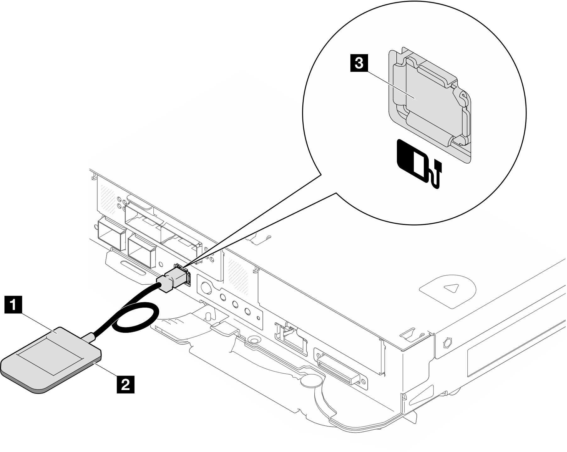 External Diagnostics Handset connected with a cable