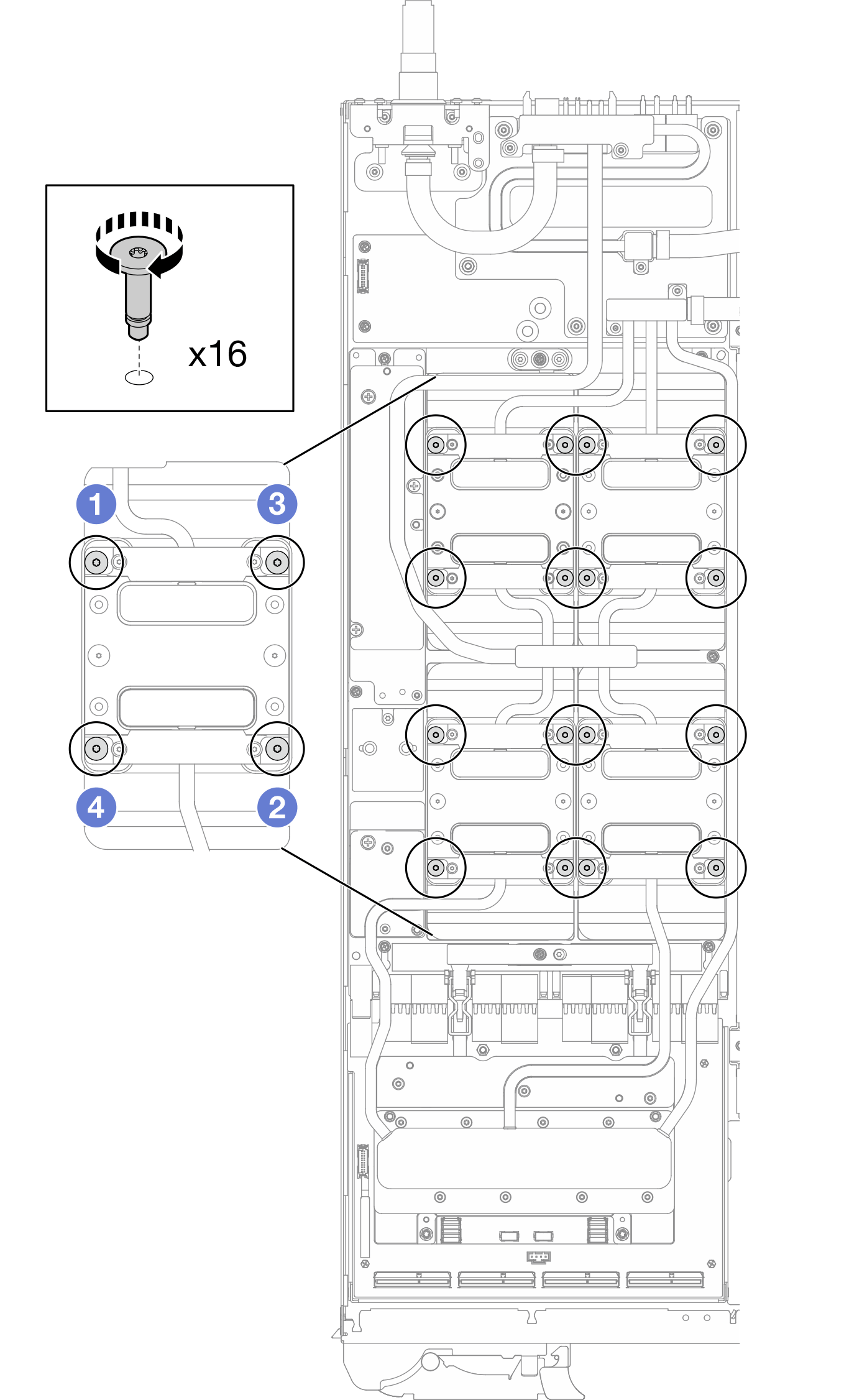 GPU cold plate screw installation