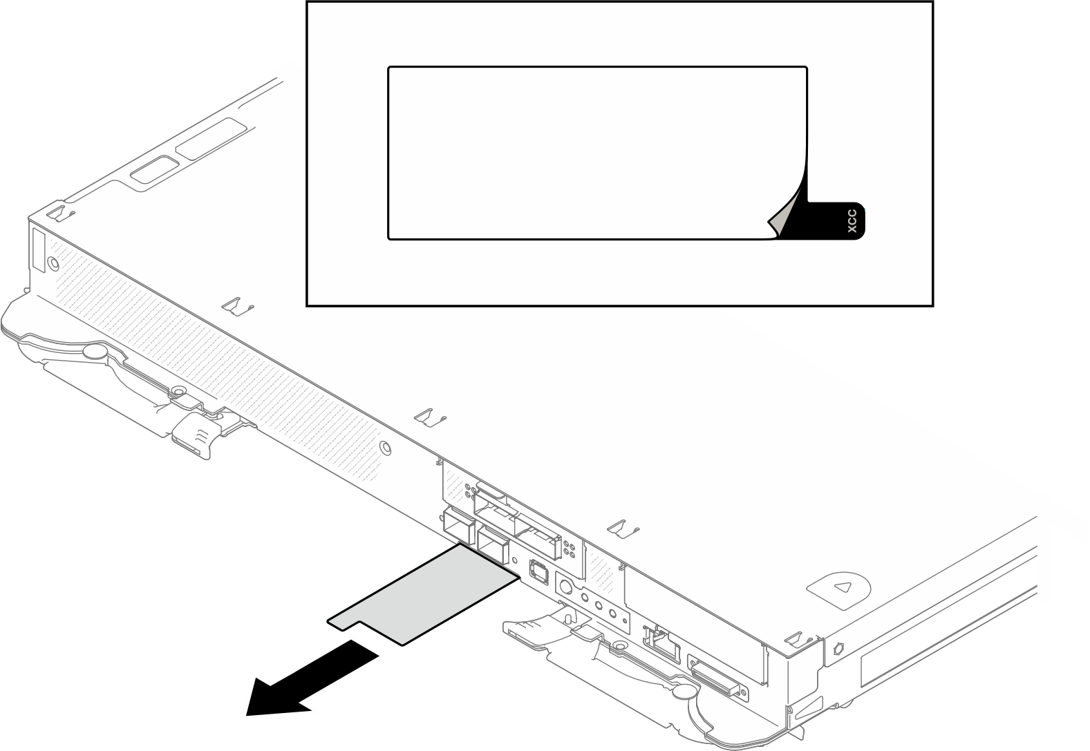 Lenovo XClarity Controller network access label on the pull-out information tab