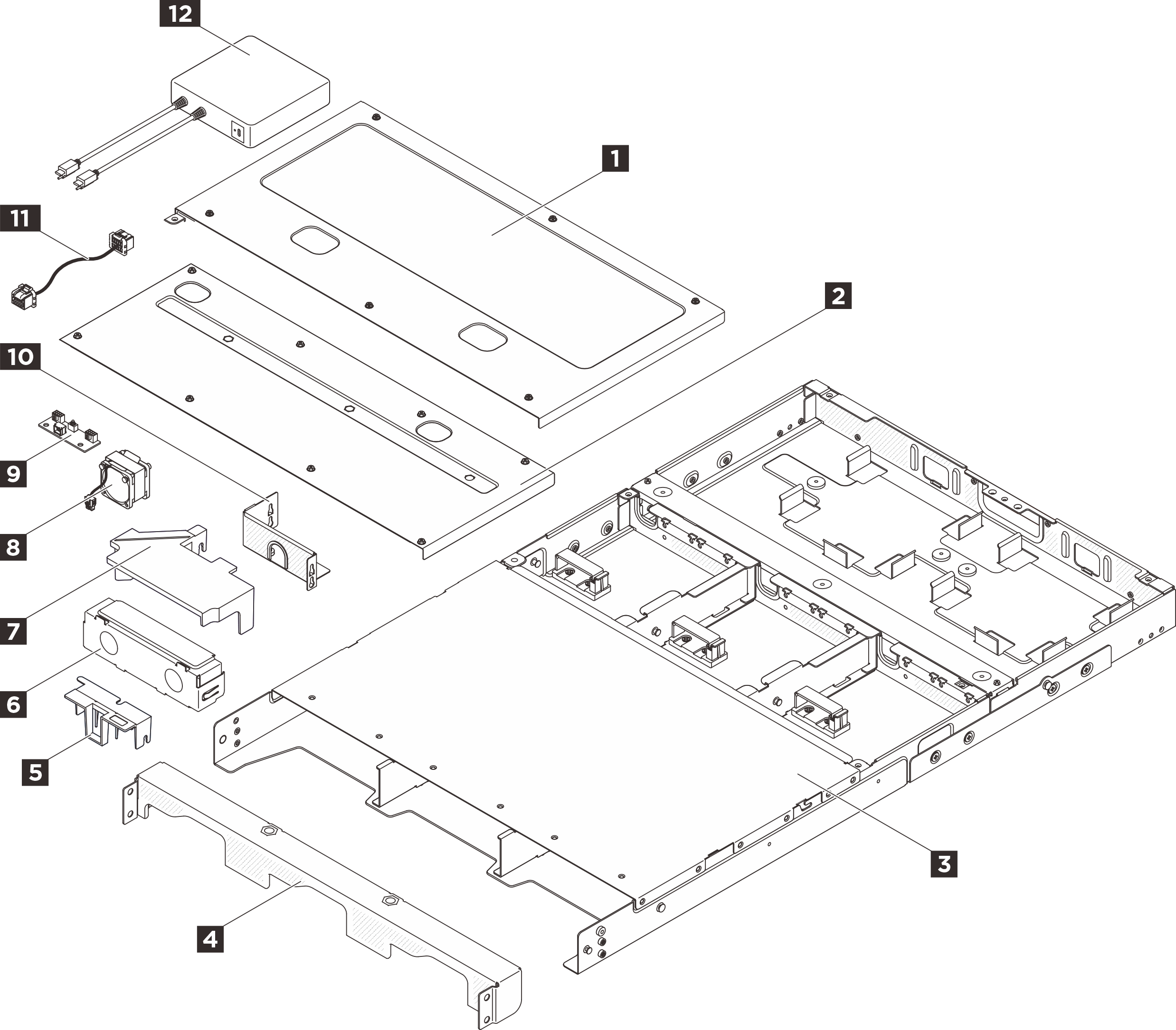 1U3N enclosure components