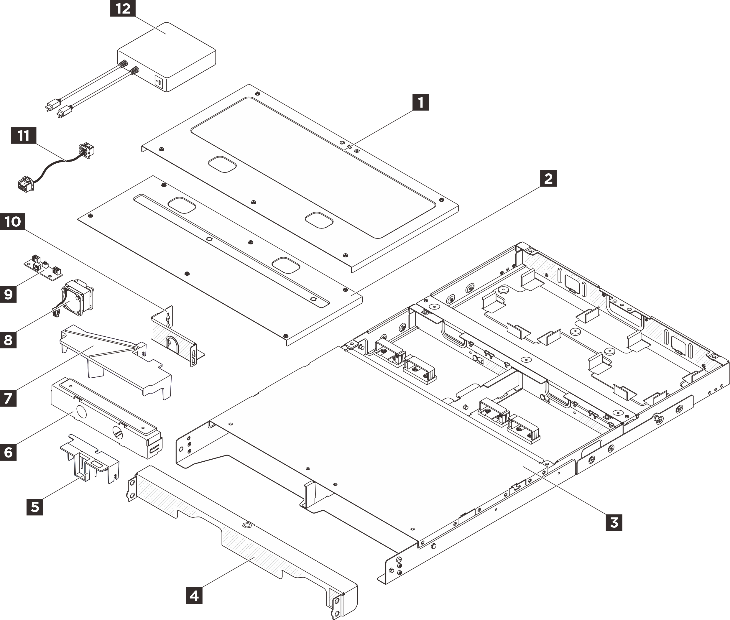 1U2N enclosure components