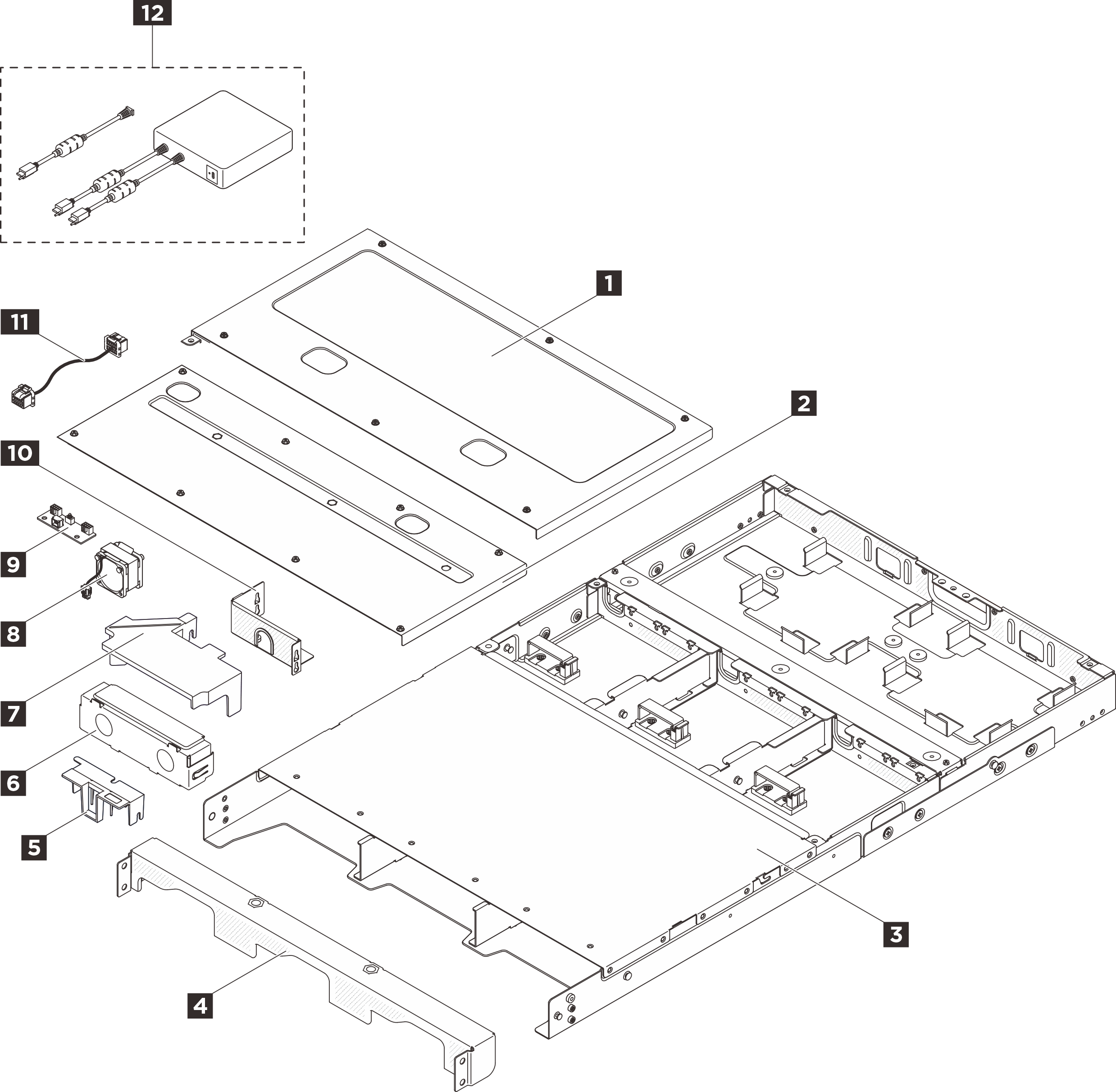 1U3N enclosure components