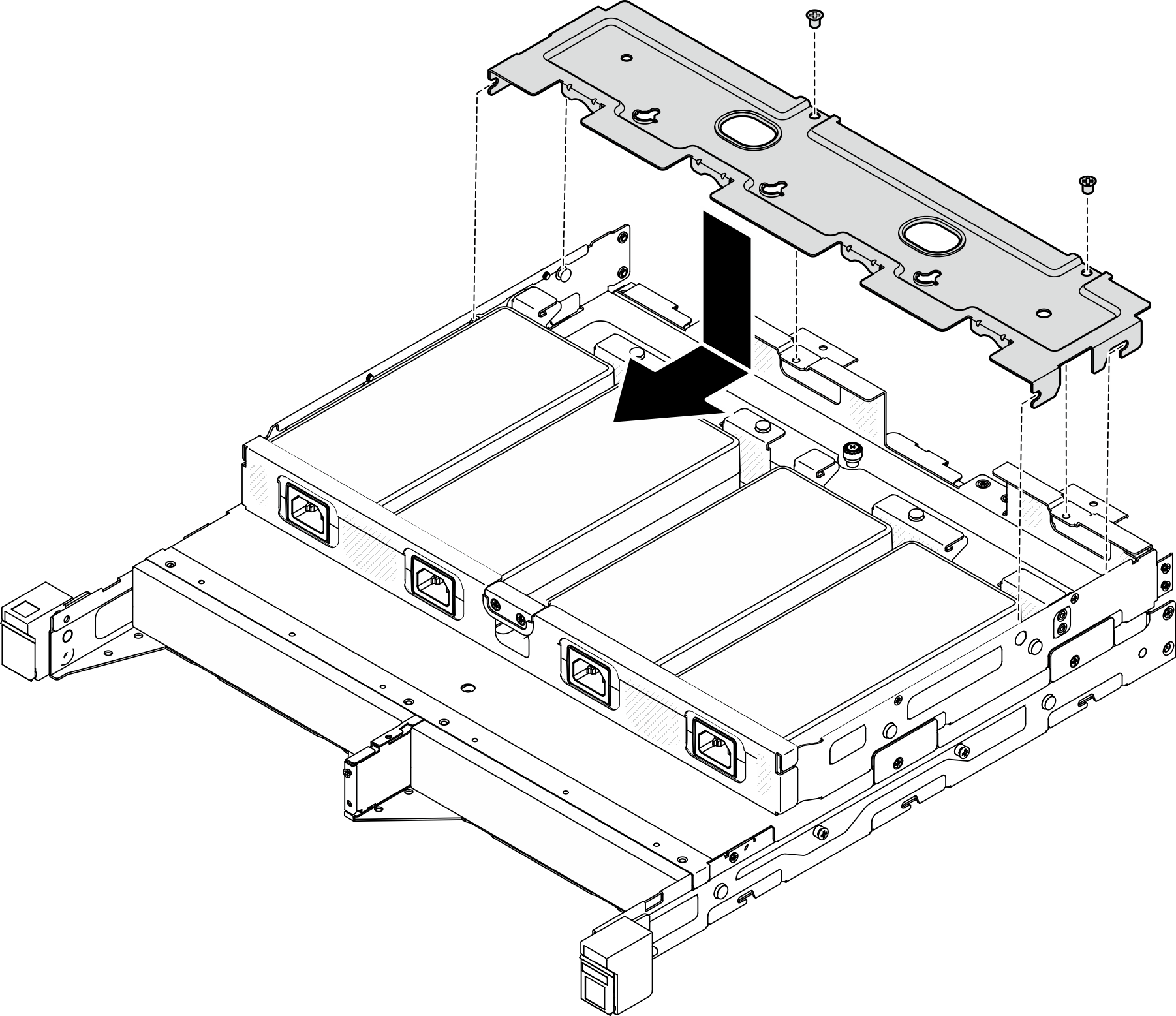 Installing the power cable cover