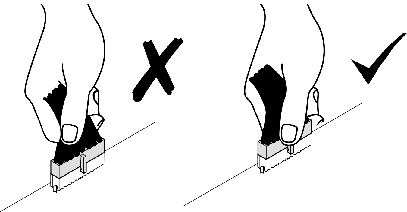 Press the release tab and disengage the connector from the cable socket. Do not pull the cable using force.