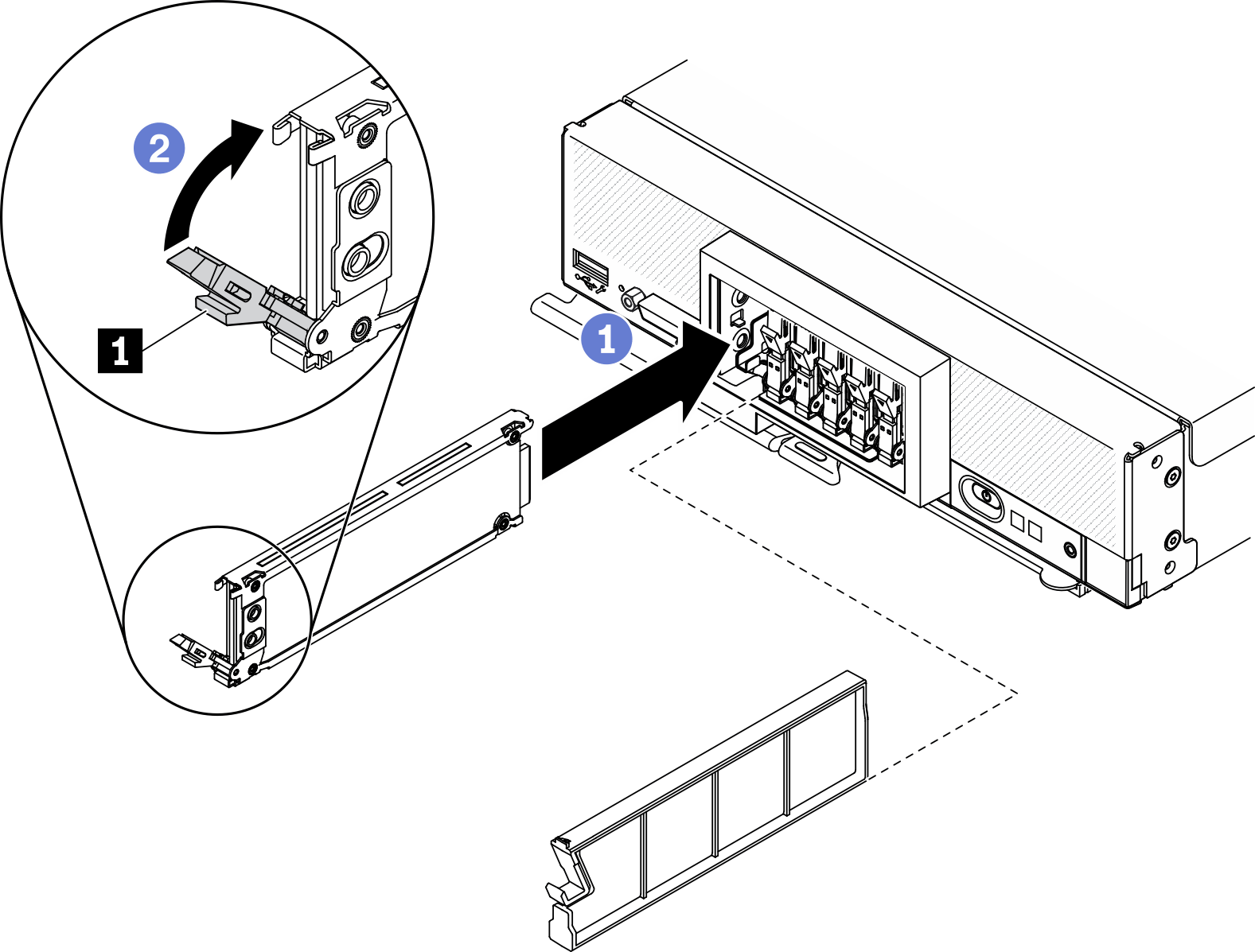 EDSFF hot-swap drive installation