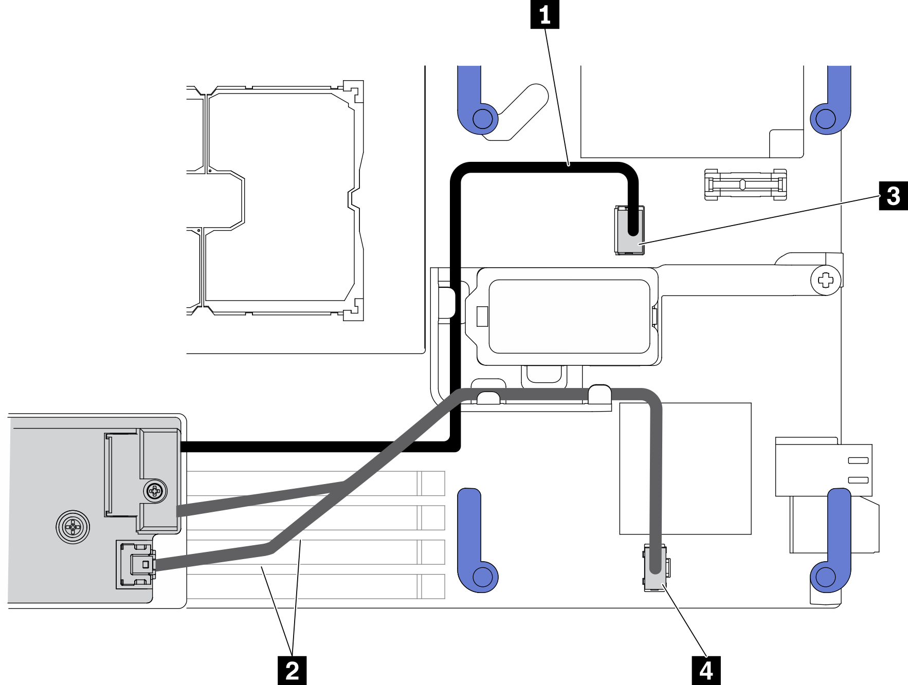 M.2 backplane assembly cable routing guidance