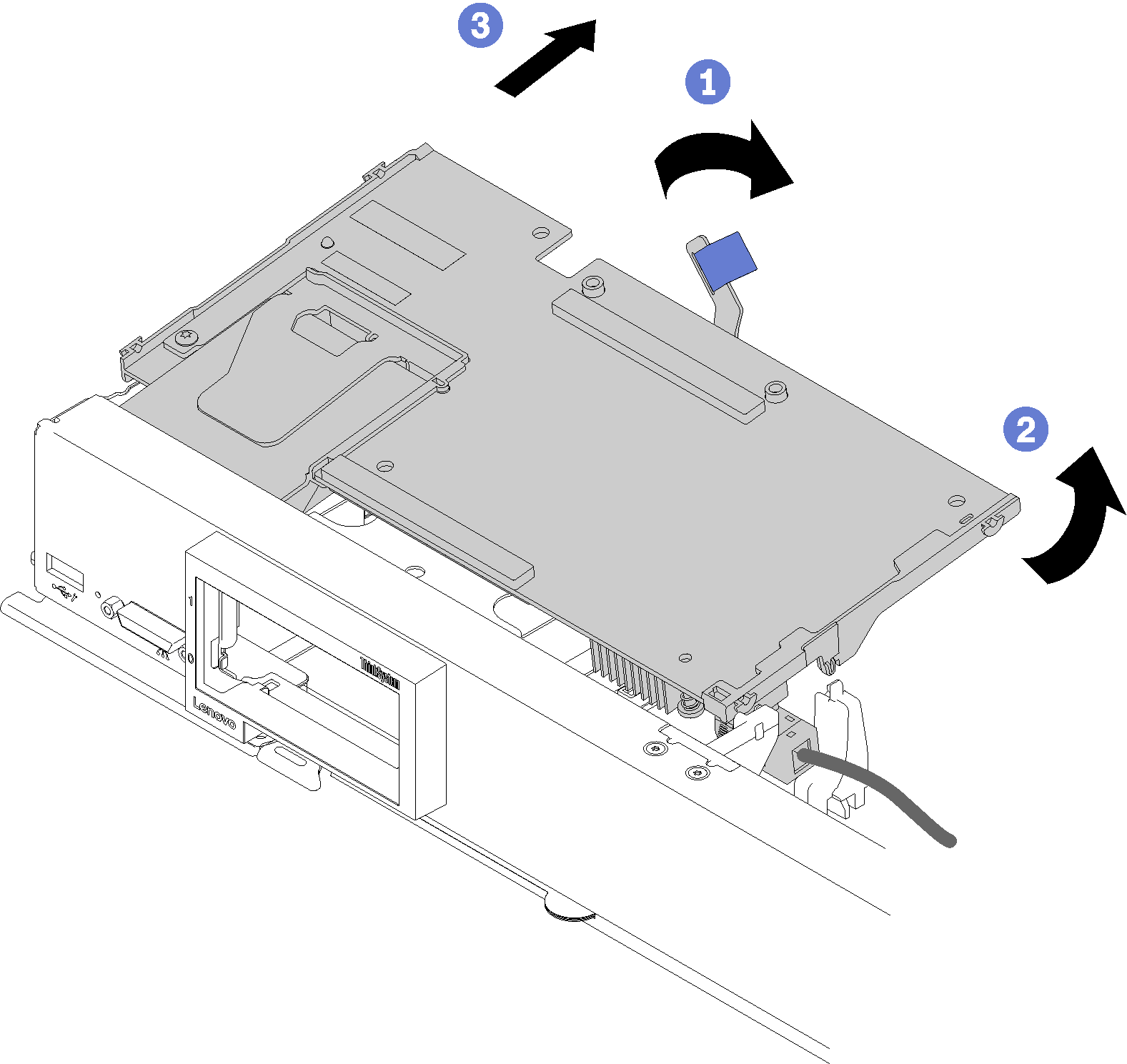 Graphic illustrating removal of RAID adapter