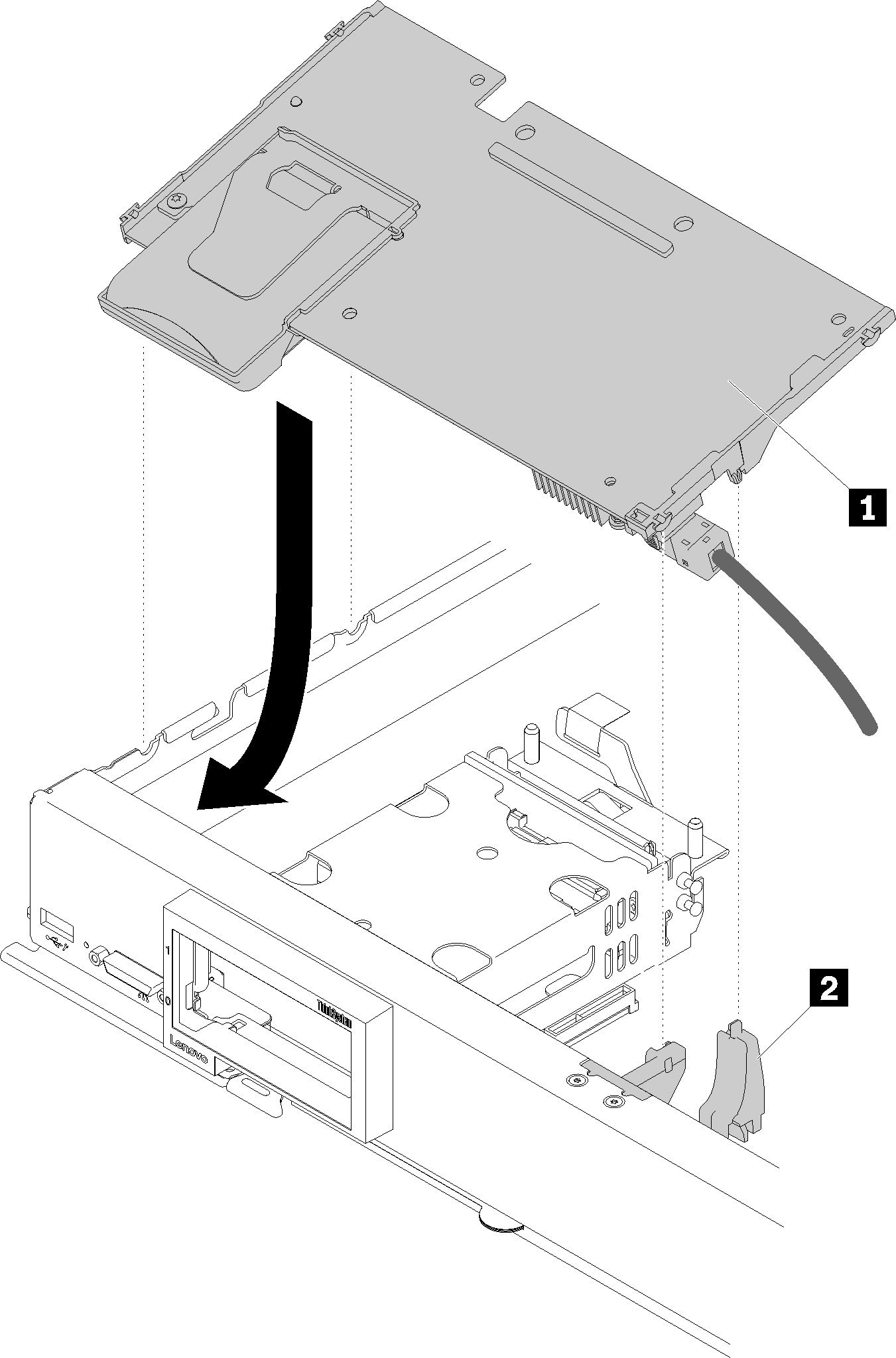Graphic illustrating installation of RAID adapter (1)