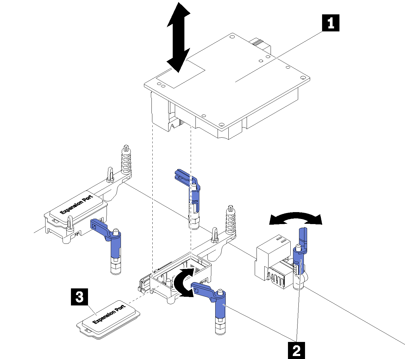 Graphic illustrating installing an I/O expansion adapter