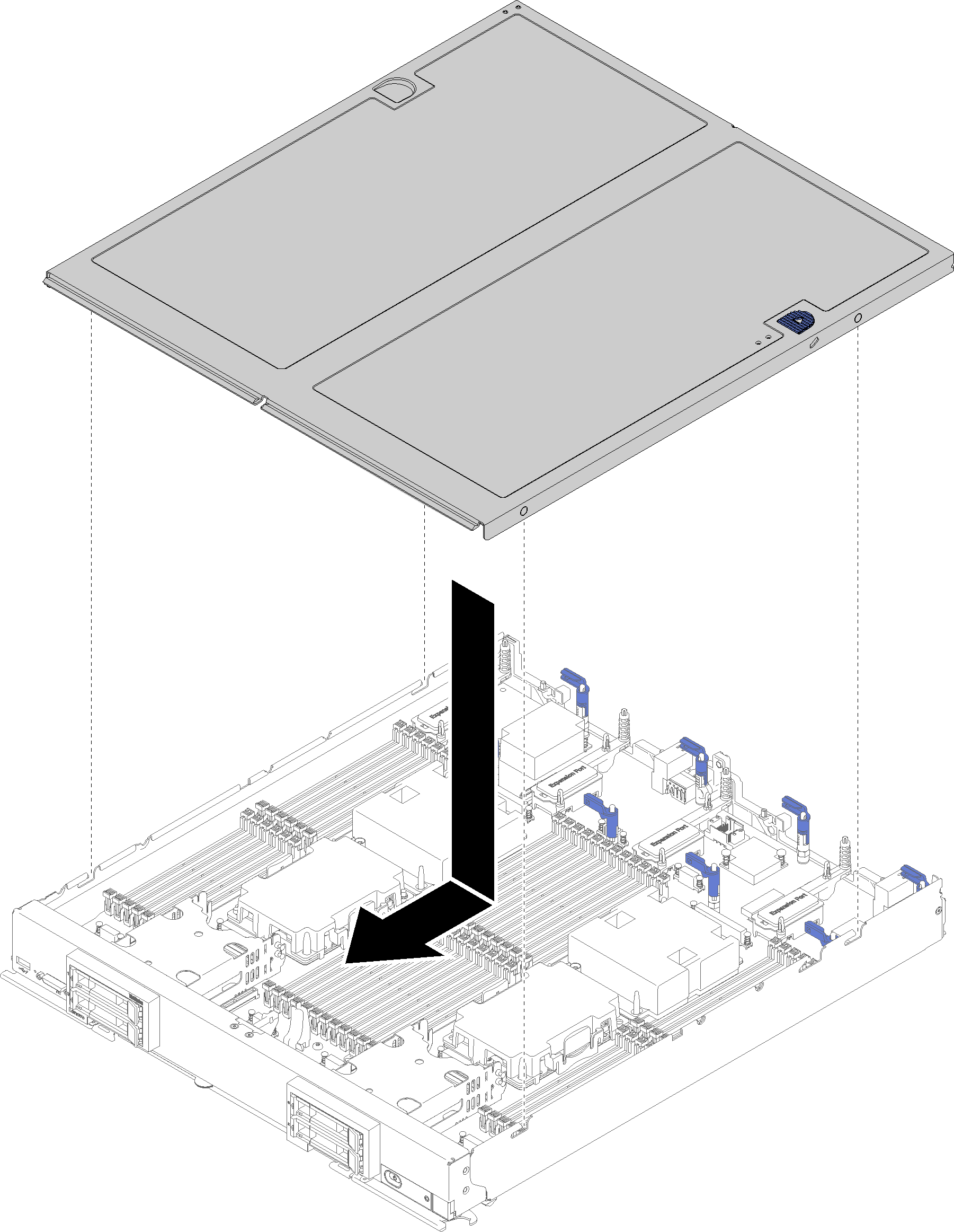 Graphic illustrating closing the compute node cover