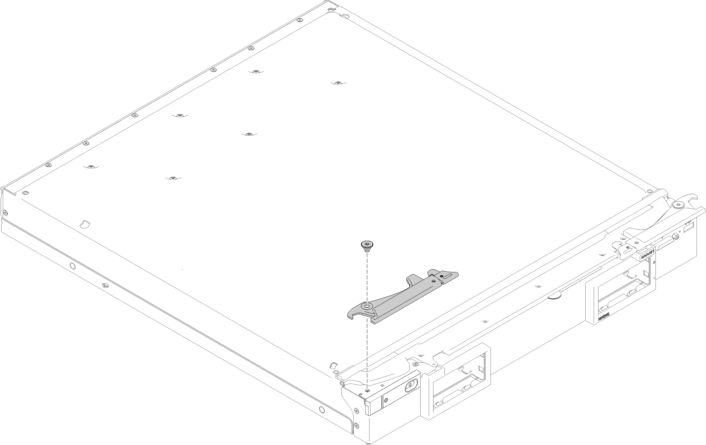 Graphic illustrating the installation of the front handle